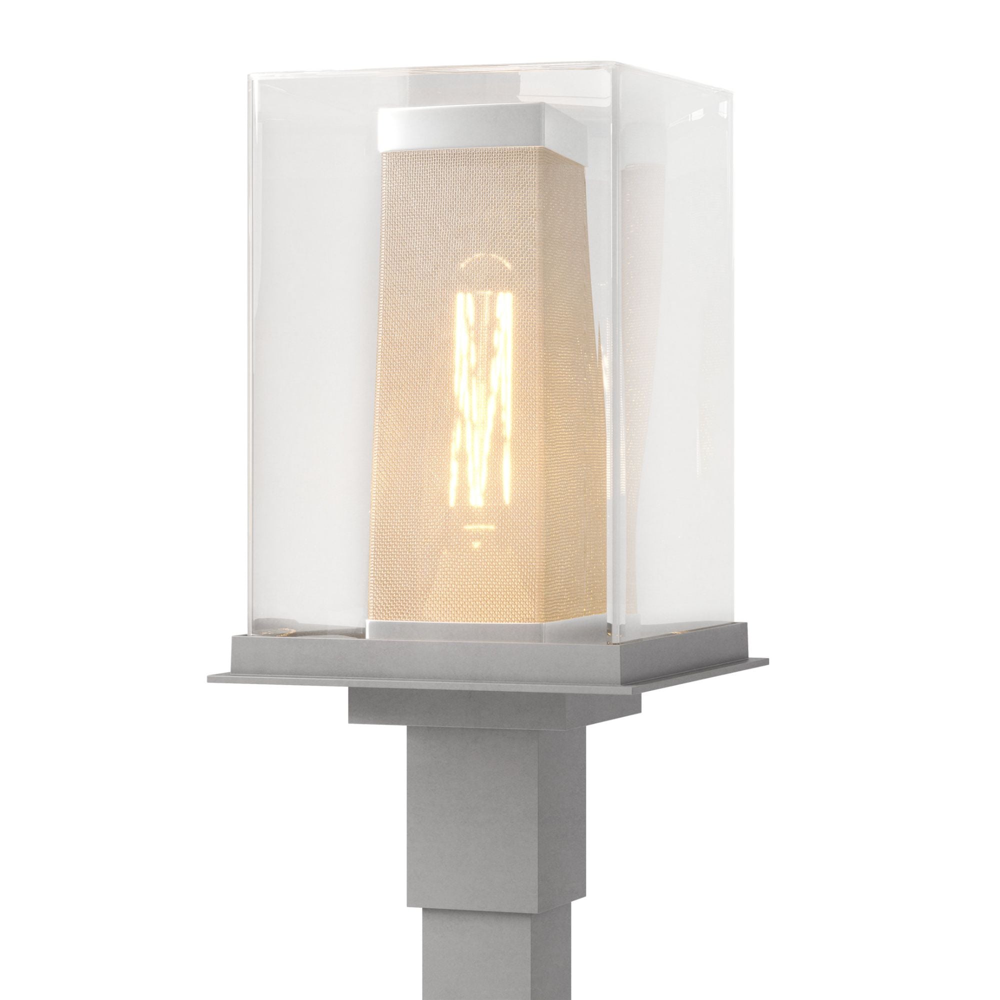 Polaris Outdoor Post Light 1-Light Coastal Silver Accent Clear Glass (ZM) in Coastal Burnished Steel