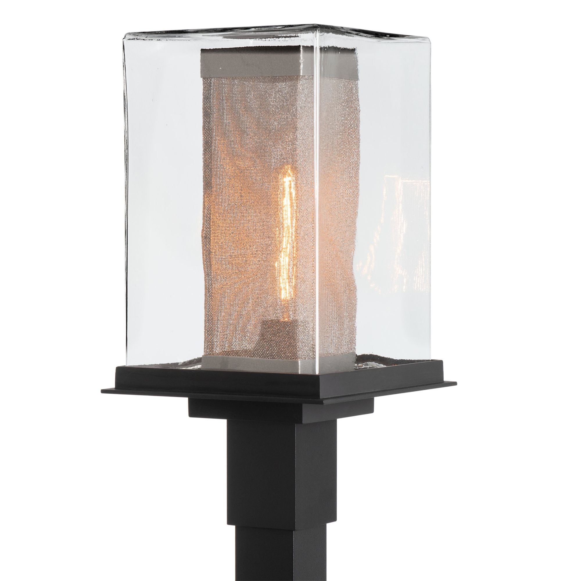 Polaris Outdoor Post Light 1-Light Coastal Silver Accent Clear Glass (ZM) in Coastal Black