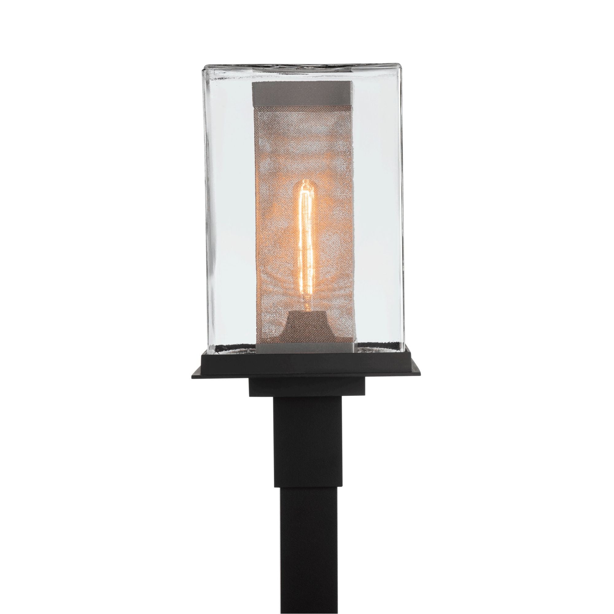 Polaris Outdoor Post Light 1-Light Coastal Silver Accent Clear Glass (ZM) in Coastal Black
