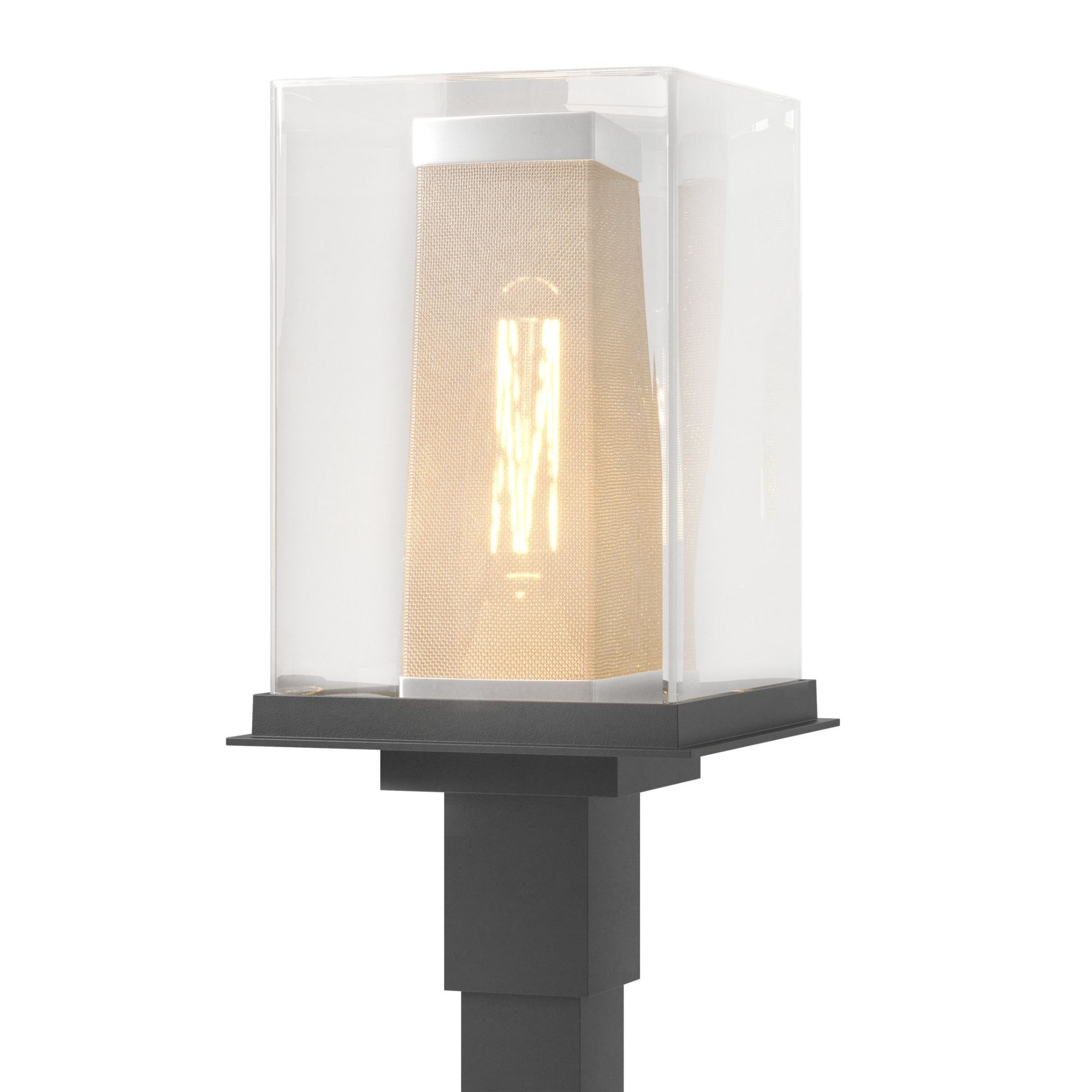 Polaris Outdoor Post Light 1-Light Coastal Silver Accent Clear Glass (ZM) in Coastal Black