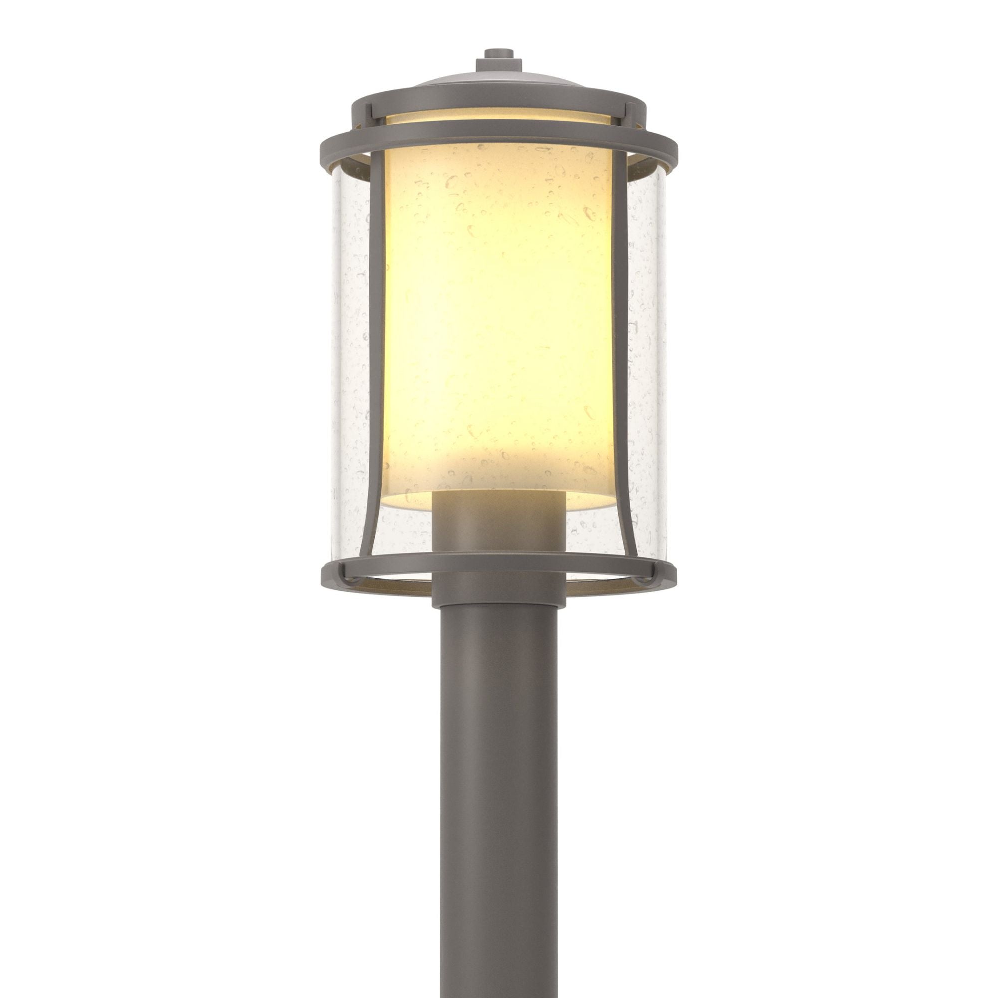 Meridian Outdoor Post Light 1-Light Seeded Glass with Opal Diffuser (ZS) in Coastal Burnished Steel