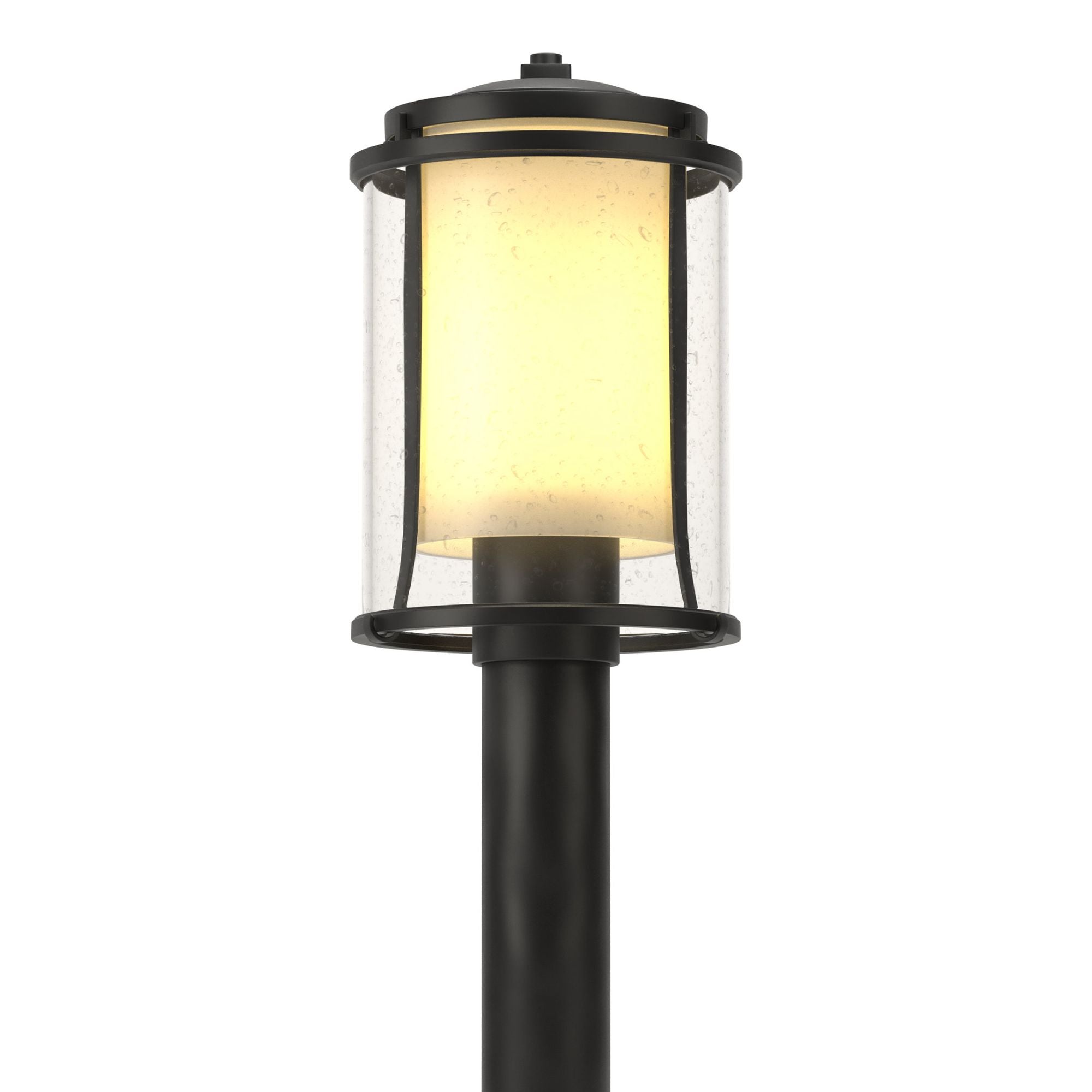 Meridian Outdoor Post Light 1-Light Seeded Glass with Opal Diffuser (ZS) in Coastal Black