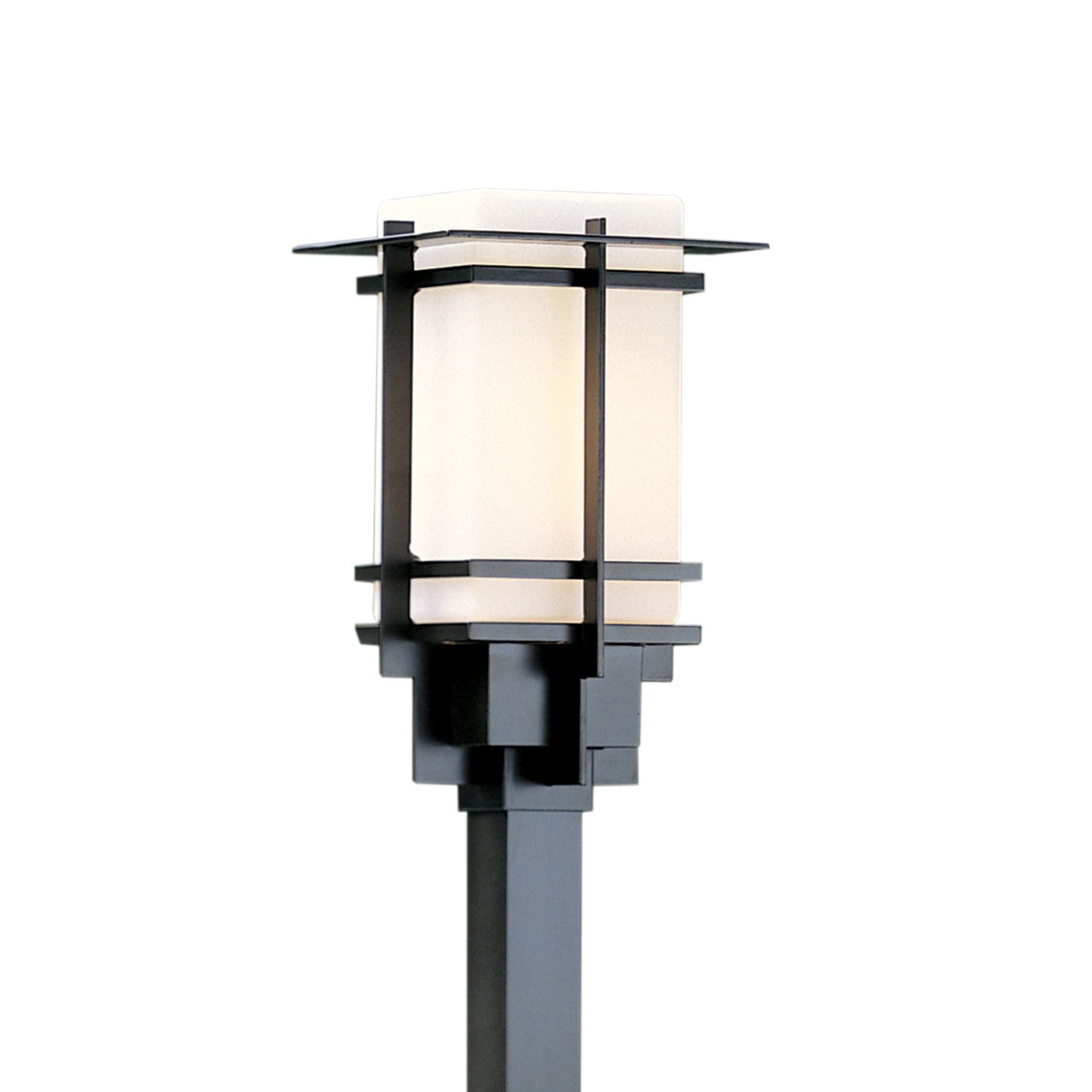 Tourou Outdoor Post Light 1-Light Opal Glass (GG) in Coastal Black