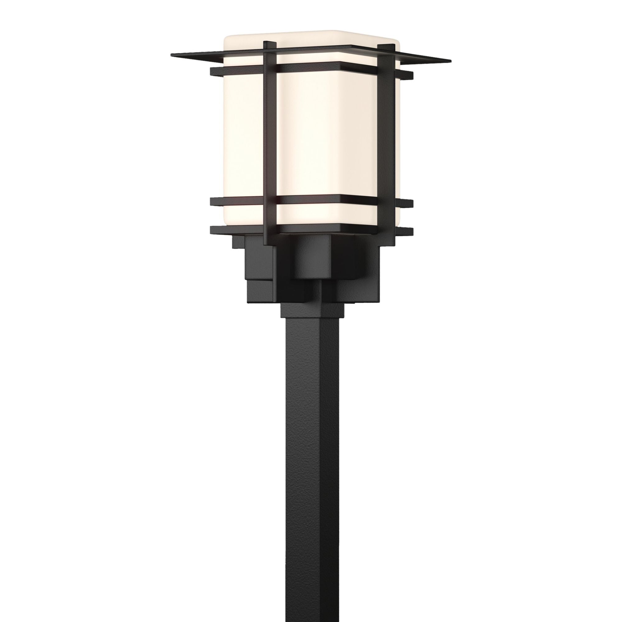 Tourou Large Outdoor Post Light 1-Light Opal Glass (GG) in Coastal Black