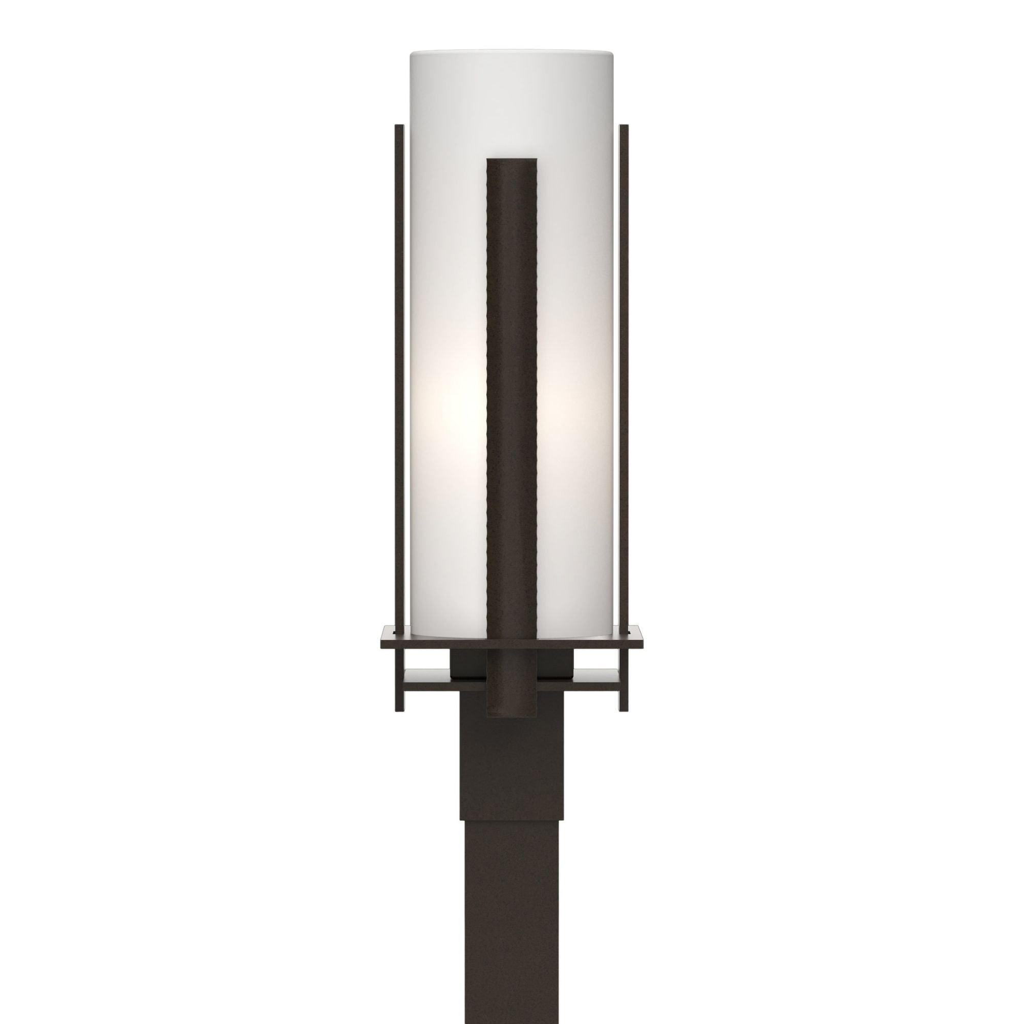 Forged Vertical Bars Outdoor Post Light 1-Light Opal Glass (GG) in Coastal Oil Rubbed Bronze