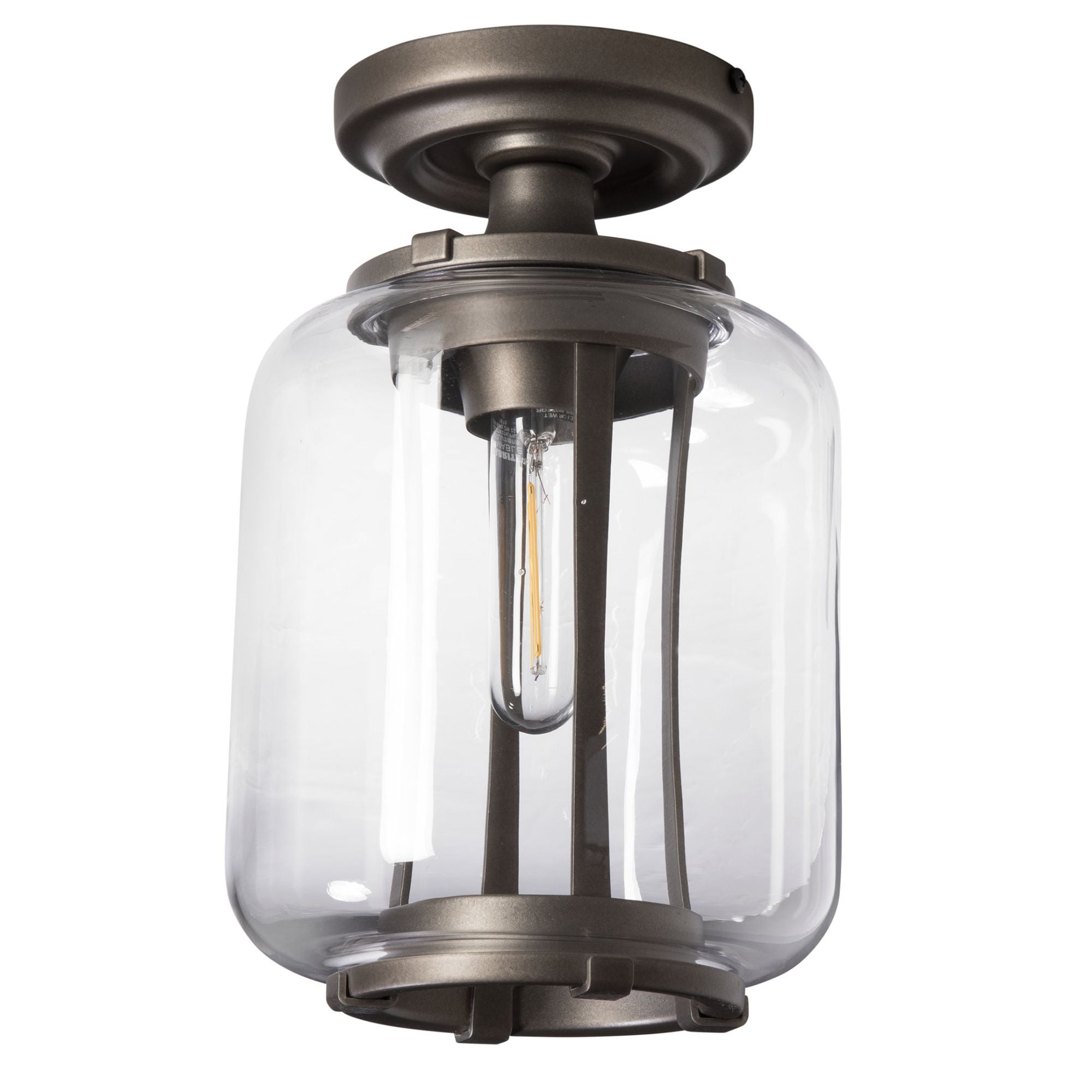 Fairwinds Outdoor Semi-Flush 1-Light Clear Glass (ZM) in Coastal Oil Rubbed Bronze