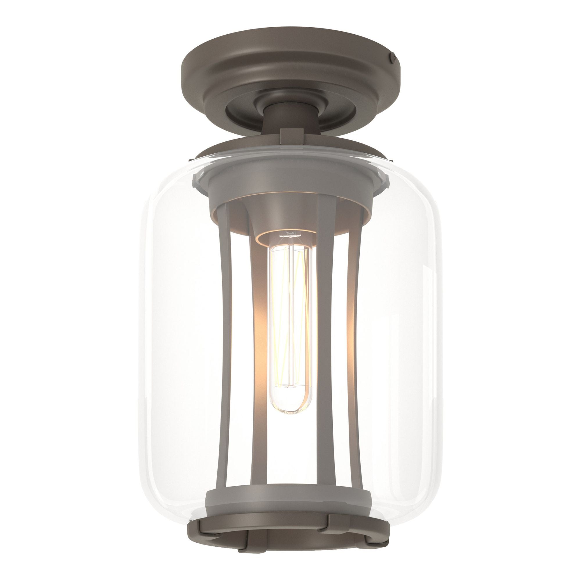 Fairwinds Outdoor Semi-Flush 1-Light Clear Glass (ZM) in Coastal Dark Smoke