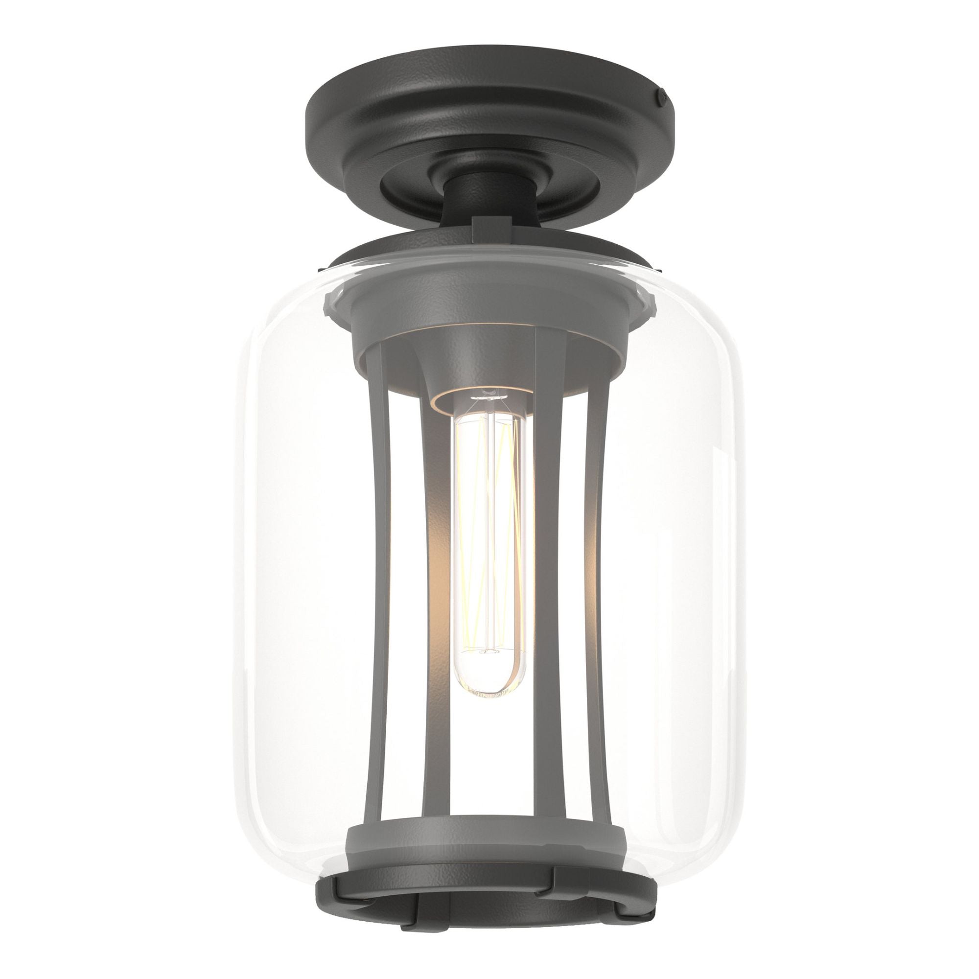 Fairwinds Outdoor Semi-Flush 1-Light Clear Glass (ZM) in Coastal Black