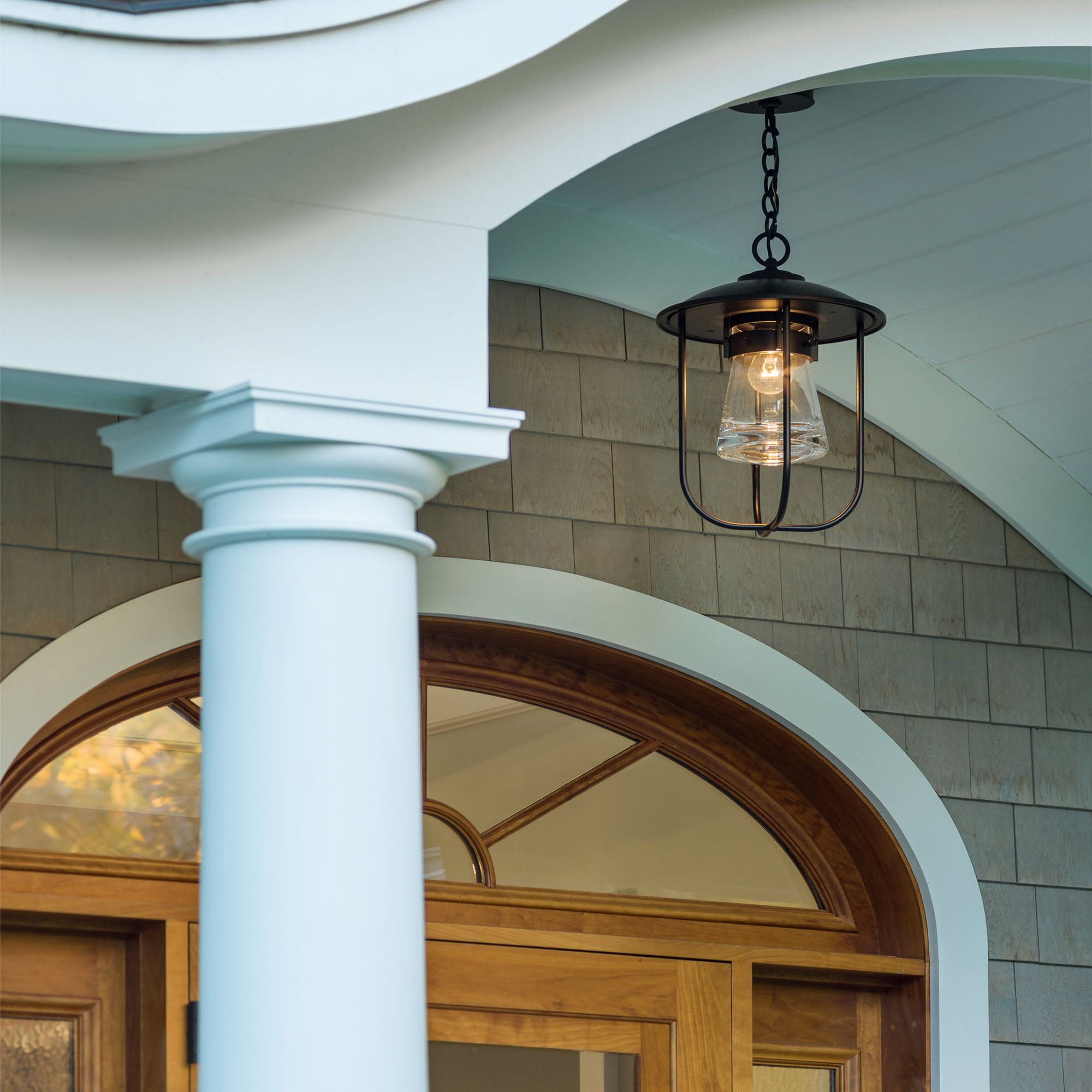 Erlenmeyer Outdoor Pendant 1-Light Clear Glass (ZM) in Coastal Dark Smoke