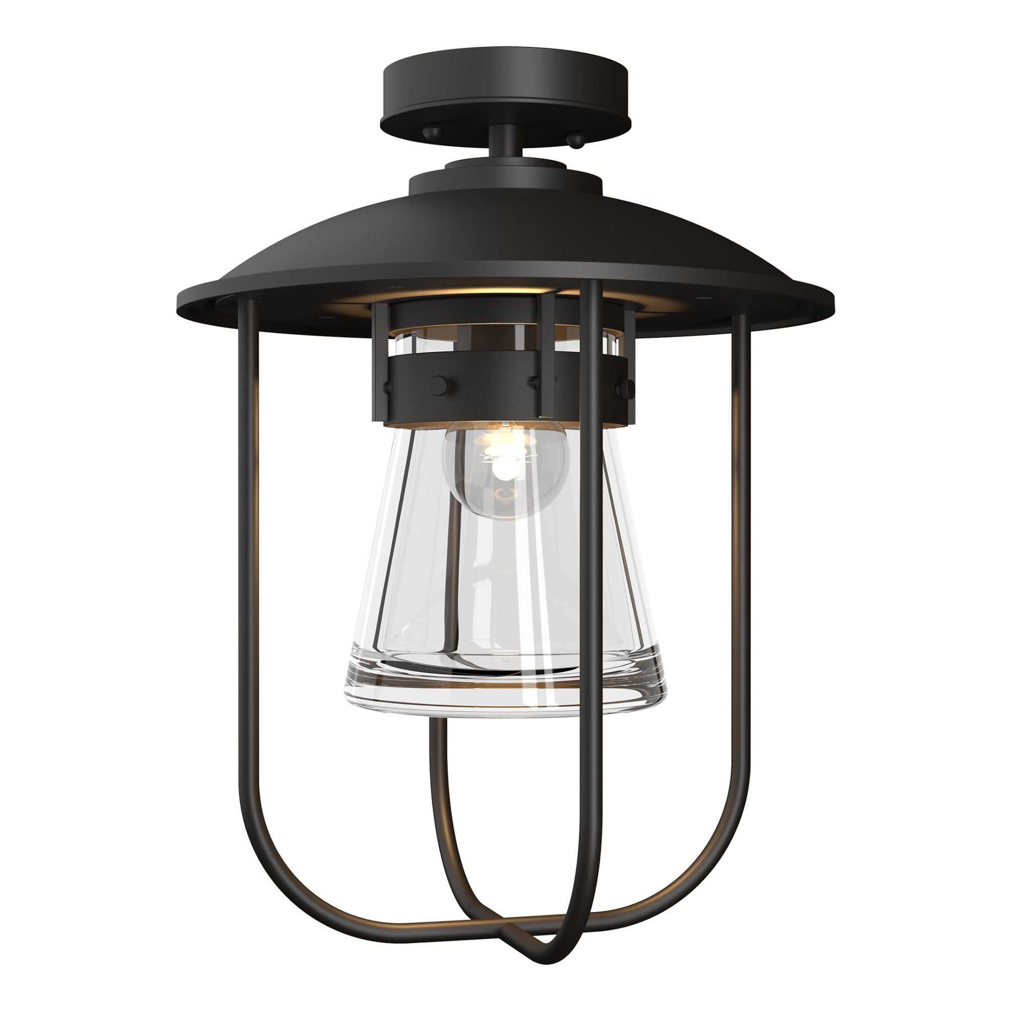 Erlenmeyer Outdoor Semi-Flush 1-Light Clear Glass (ZM) in Coastal Oil Rubbed Bronze