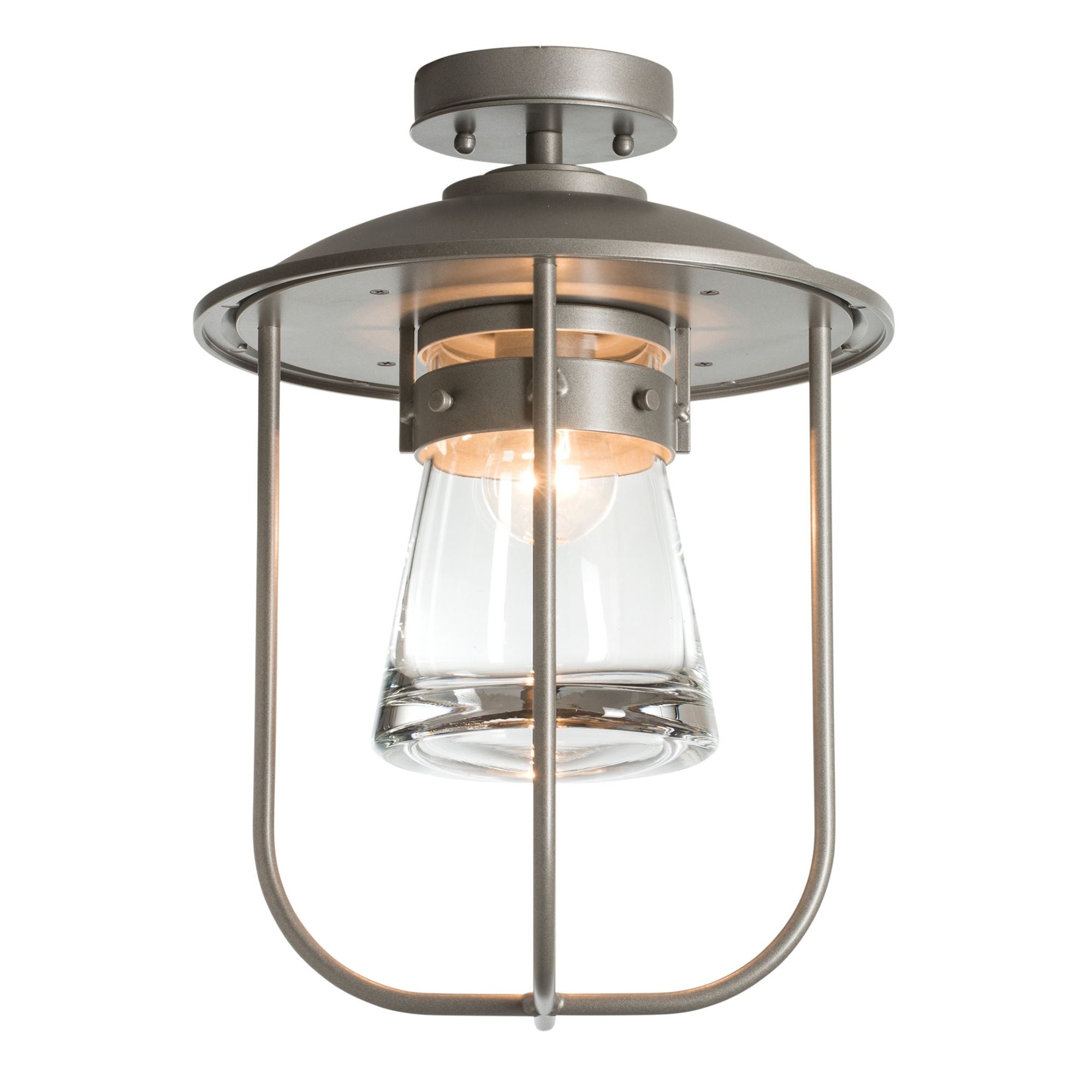 Erlenmeyer Outdoor Semi-Flush 1-Light Clear Glass (ZM) in Coastal Burnished Steel