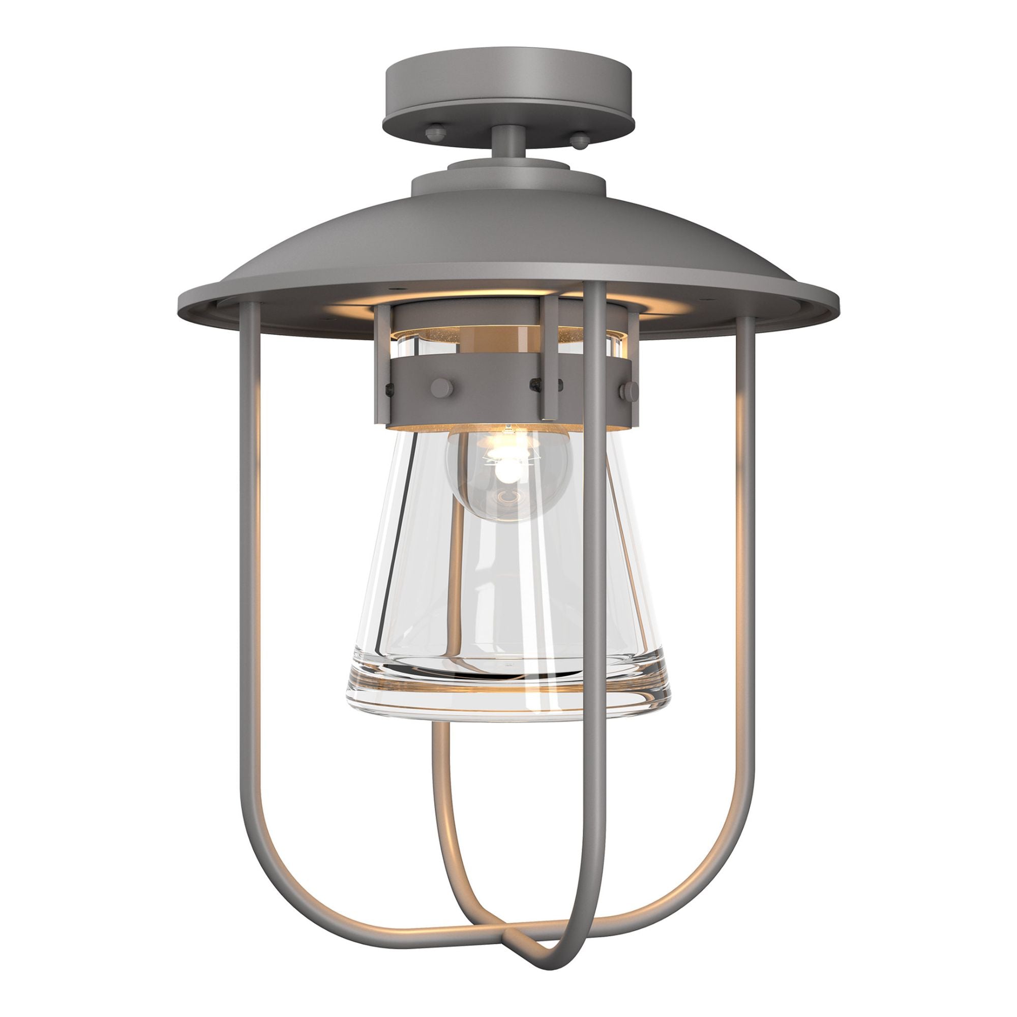 Erlenmeyer Outdoor Semi-Flush 1-Light Clear Glass (ZM) in Coastal Burnished Steel