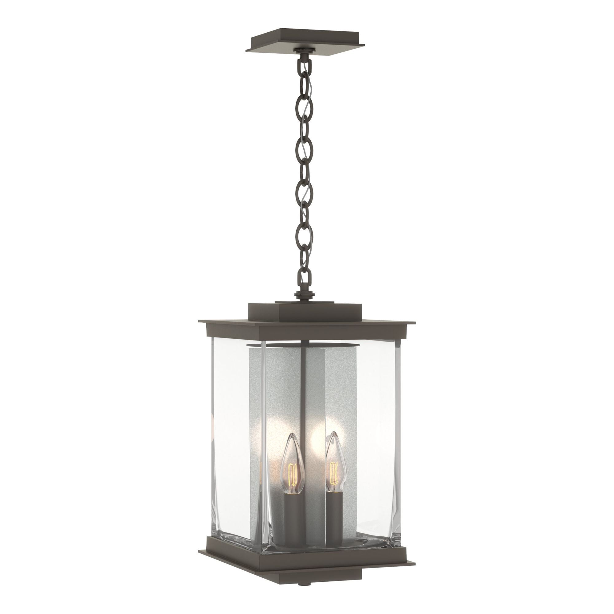 Kingston Outdoor Large Lantern 4-Light Translucent Vintage Platinum Accent Clear Glass (ZM) in Coastal Dark Smoke