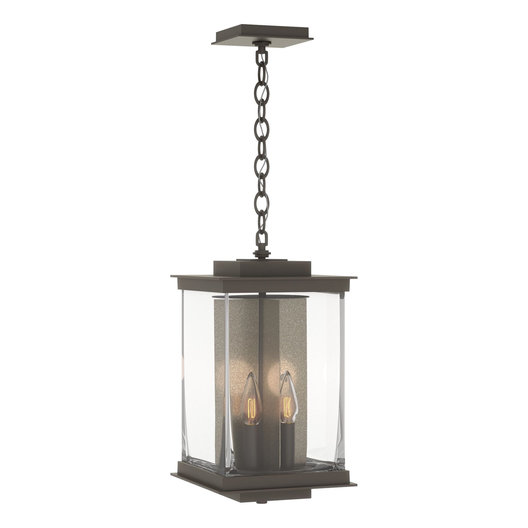 Kingston Outdoor Large Lantern 4-Light Translucent Soft Gold Accent Clear Glass (ZM) in Coastal Dark Smoke