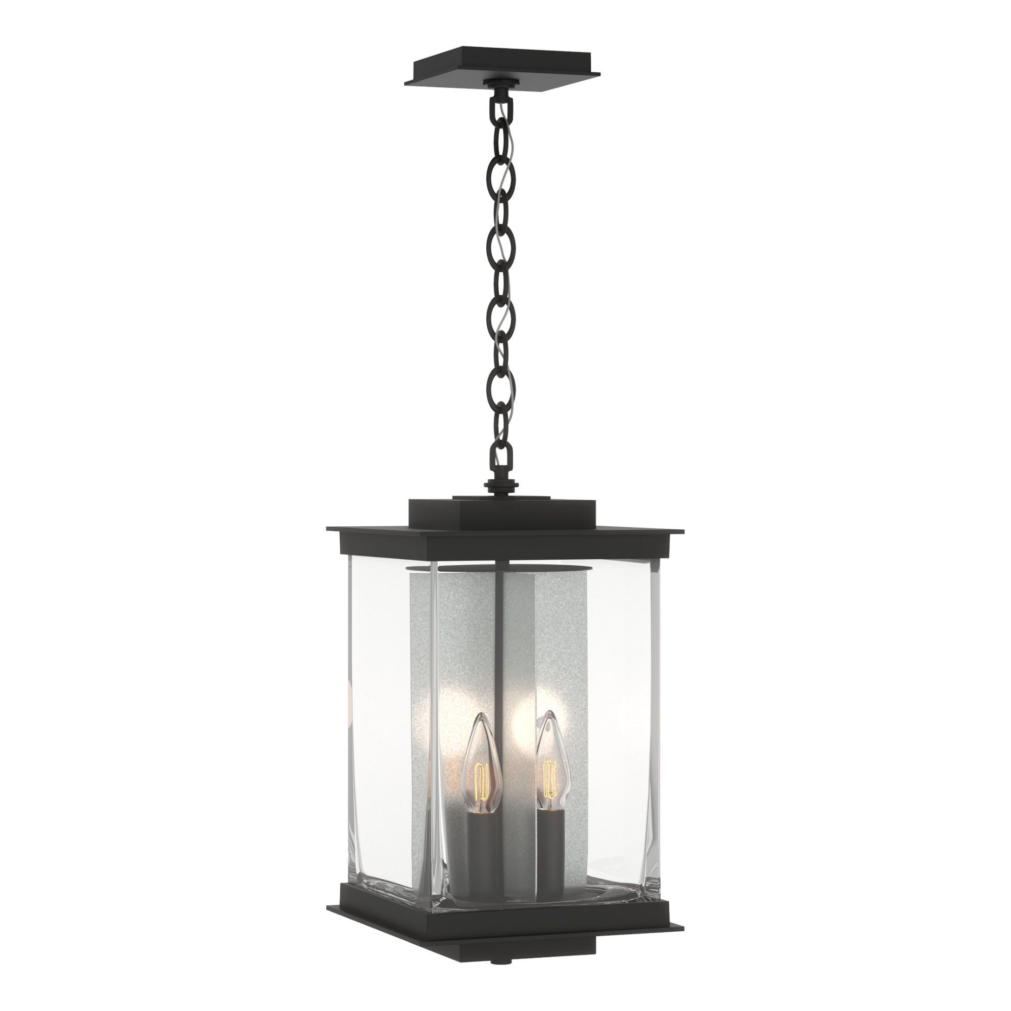 Kingston Outdoor Large Lantern 4-Light Translucent Vintage Platinum Accent Clear Glass (ZM) in Coastal Black
