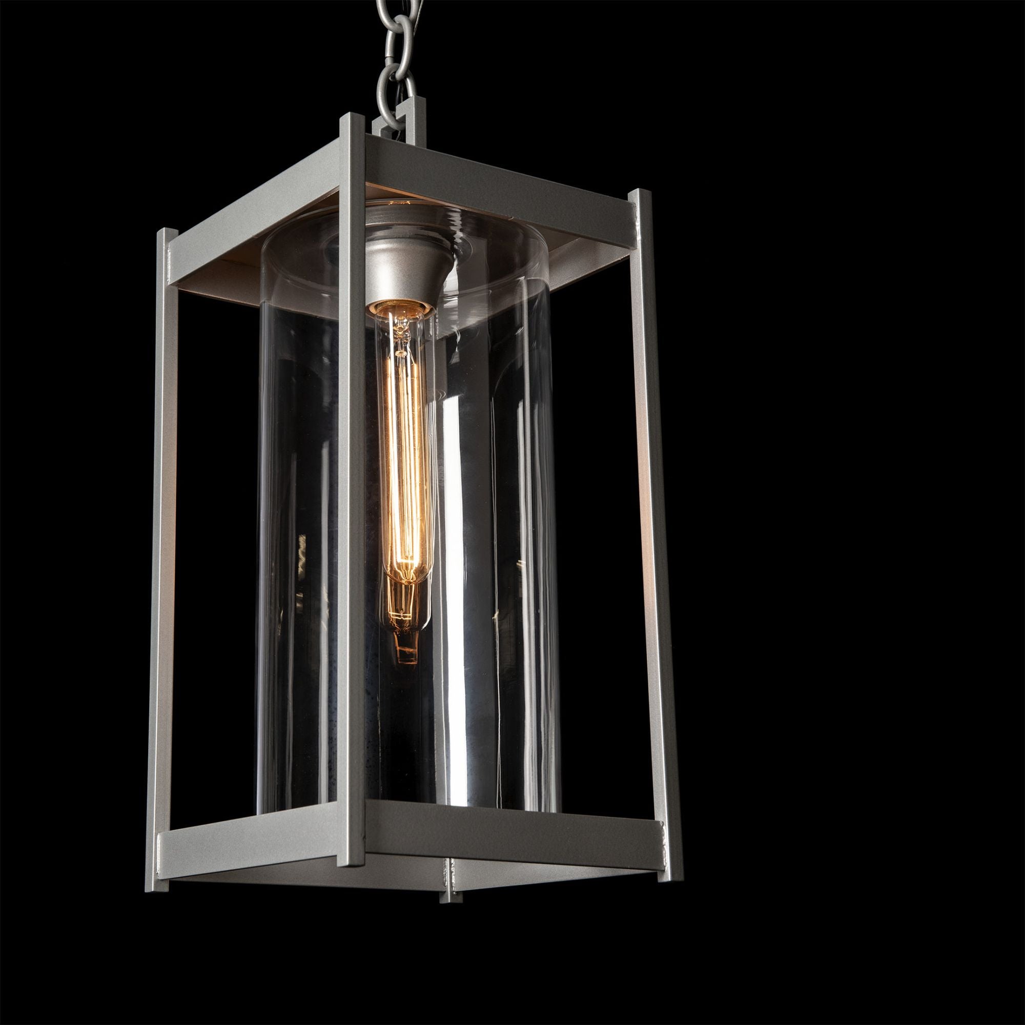 Cela Large Outdoor Lantern 1-Light Clear Glass (ZM) in Coastal Burnished Steel