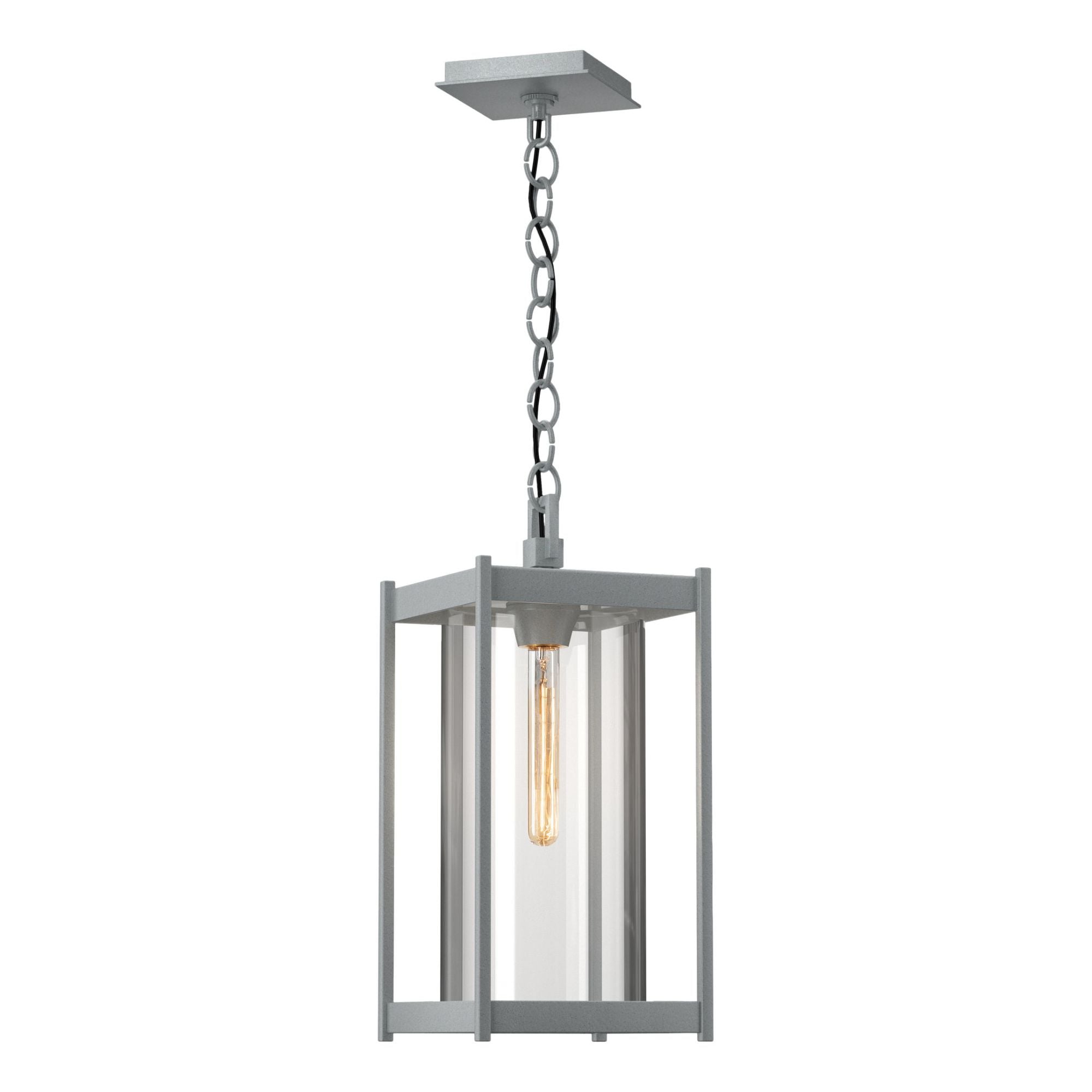 Cela Large Outdoor Lantern 1-Light Clear Glass (ZM) in Coastal Burnished Steel