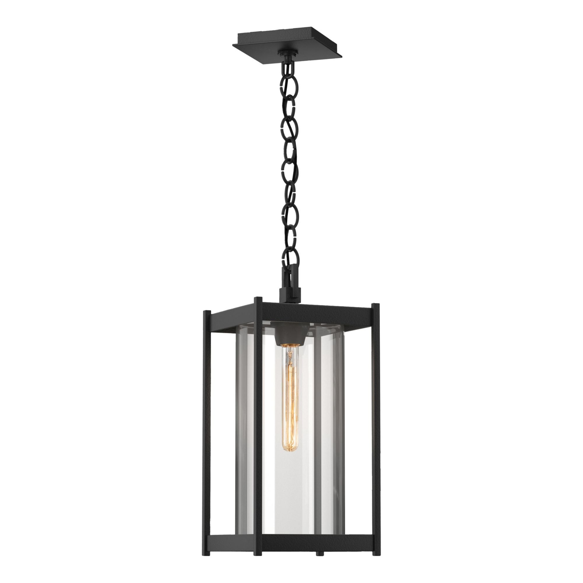 Cela Large Outdoor Lantern 1-Light Clear Glass (ZM) in Coastal Black