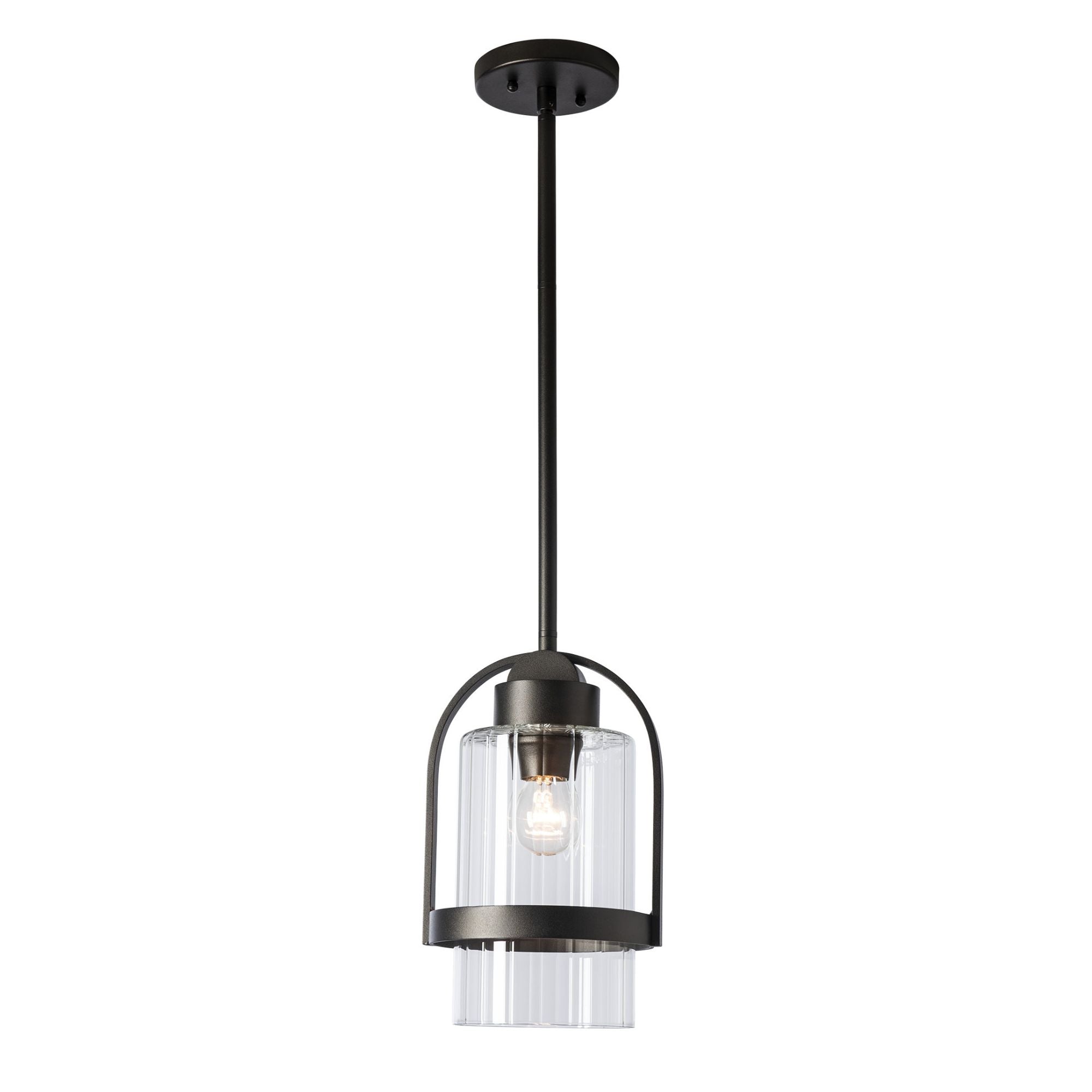 Alcove Outdoor Pendant 1-Light Clear Glass (ZM) in Coastal Oil Rubbed Bronze
