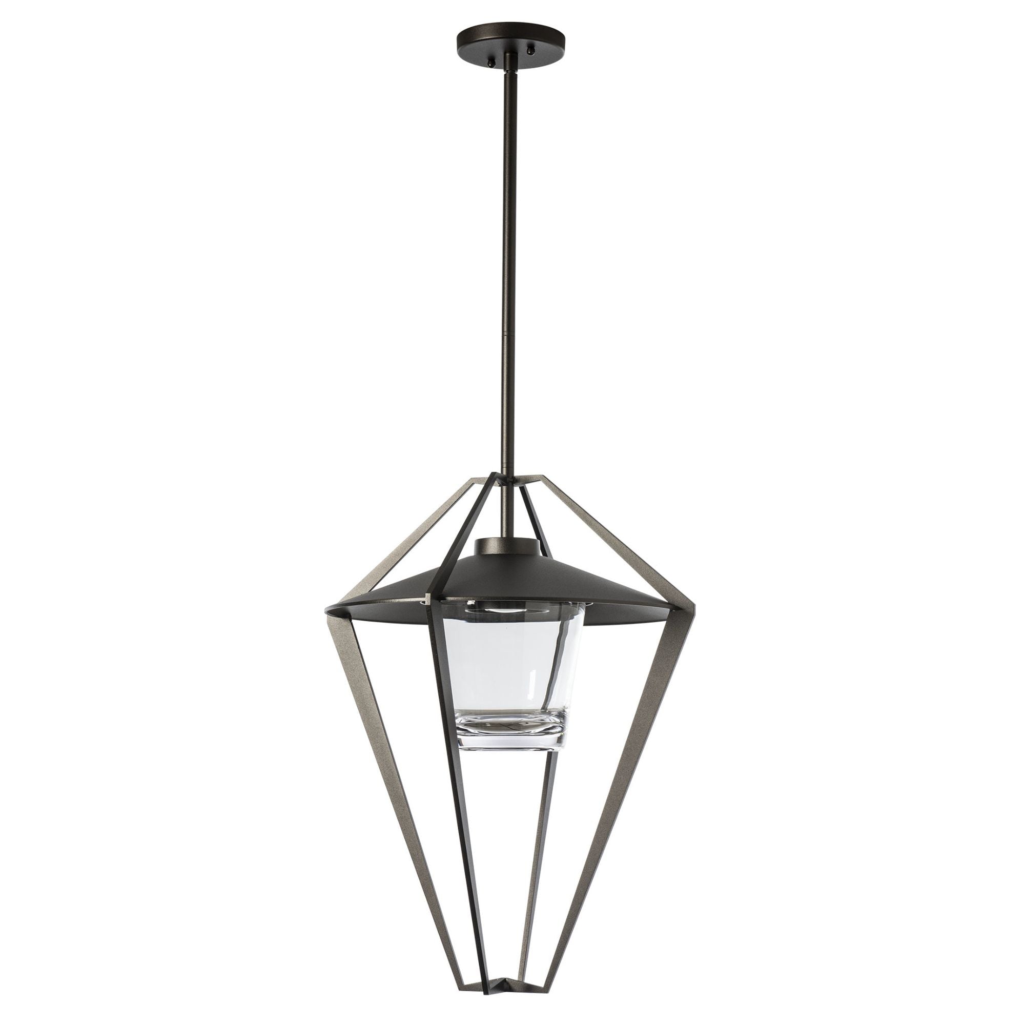 Stellar Large Outdoor Pendant/Semi-Flush 1-Light Clear Glass (ZM) in Coastal Oil Rubbed Bronze