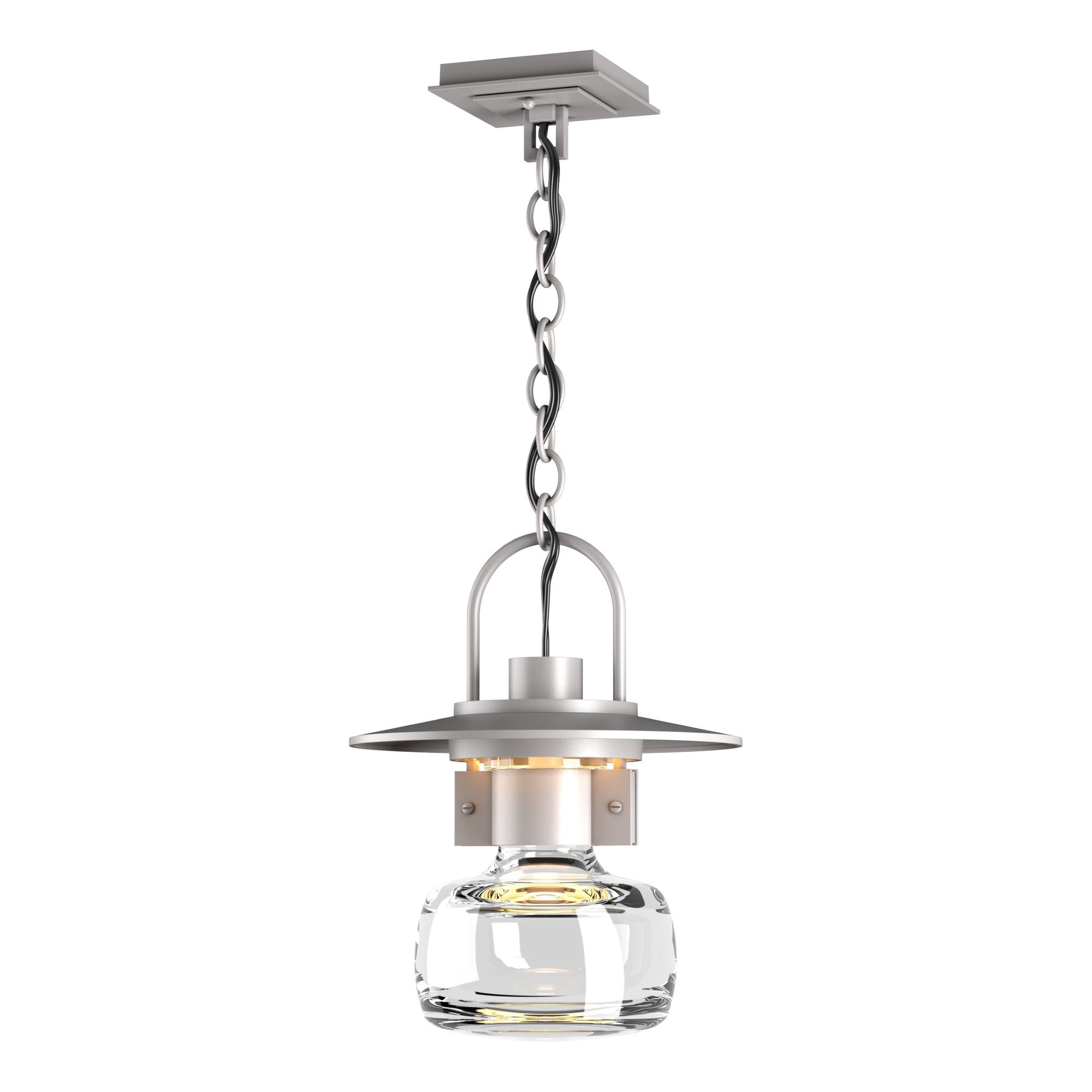 Mason Large Outdoor Ceiling Fixture 1-Light Clear Glass (ZM) in Coastal Burnished Steel