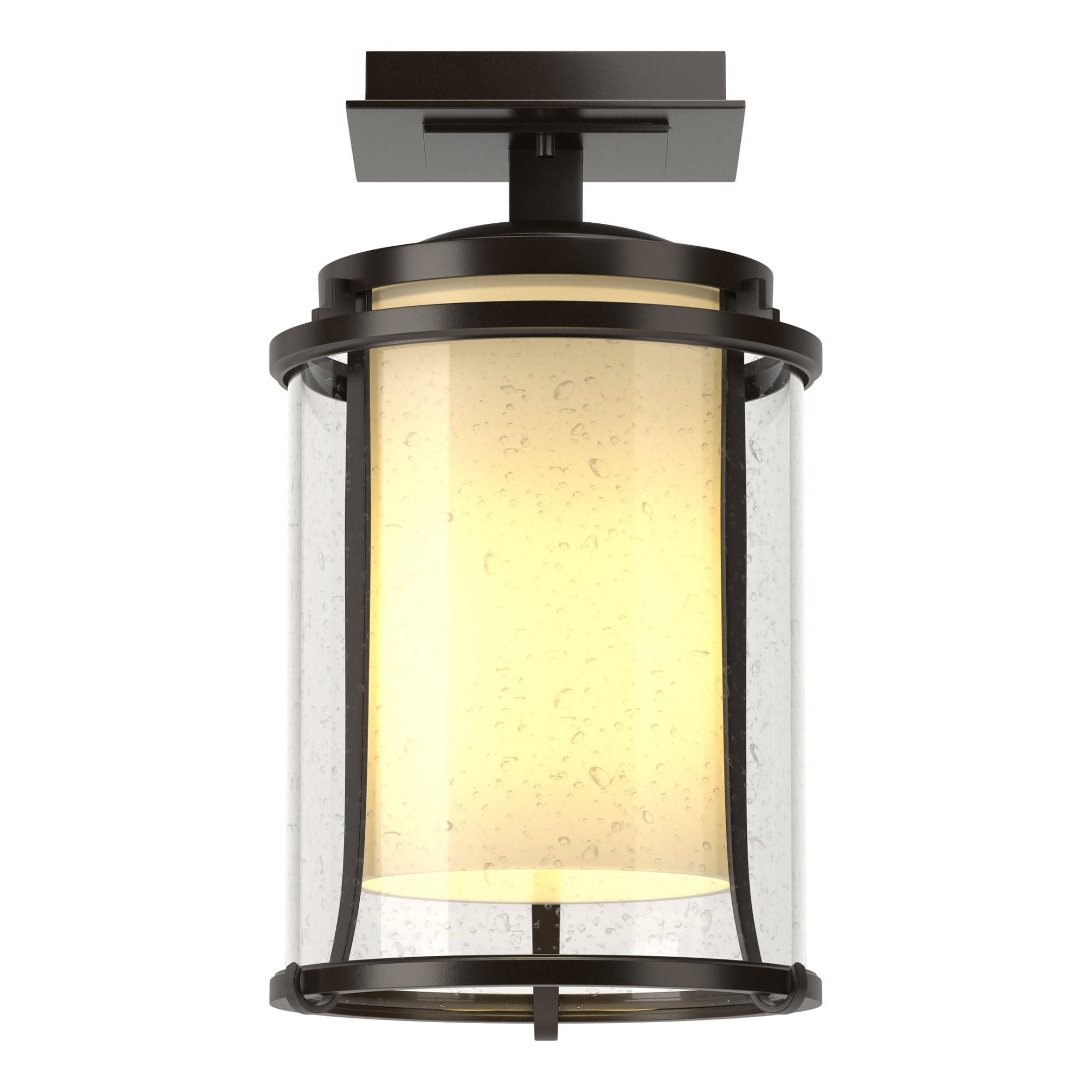 Meridian Outdoor Semi-Flush 1-Light Seeded Glass with Opal Diffuser (ZS) in Coastal Oil Rubbed Bronze