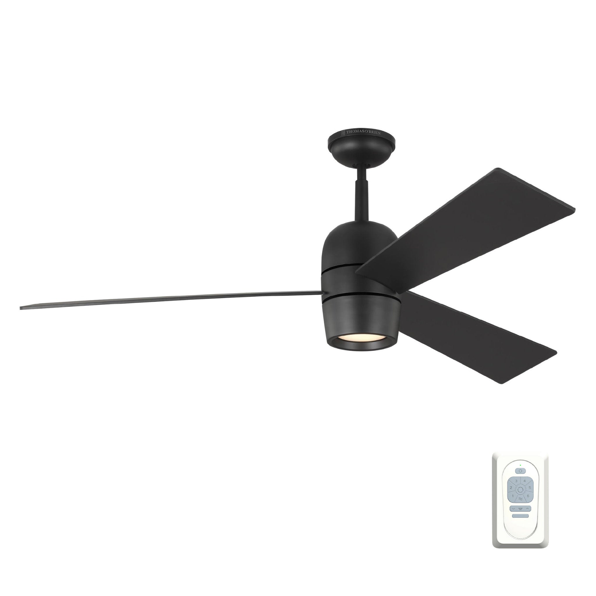 Thomas O'Brien Alba 60" LED Ceiling Fan in Midnight Black w/ Midnight Black Blade D:60'' H:15 3/32''