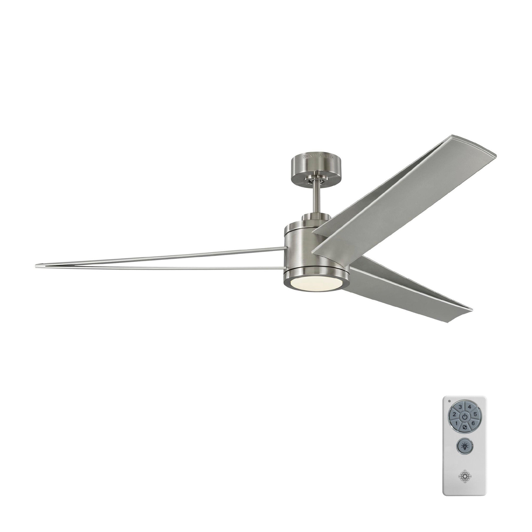 Sean Lavin Armstrong 60" LED Ceiling Fan in Brushed Steel w/ Silver Blade D:60'' H:14 3/32''
