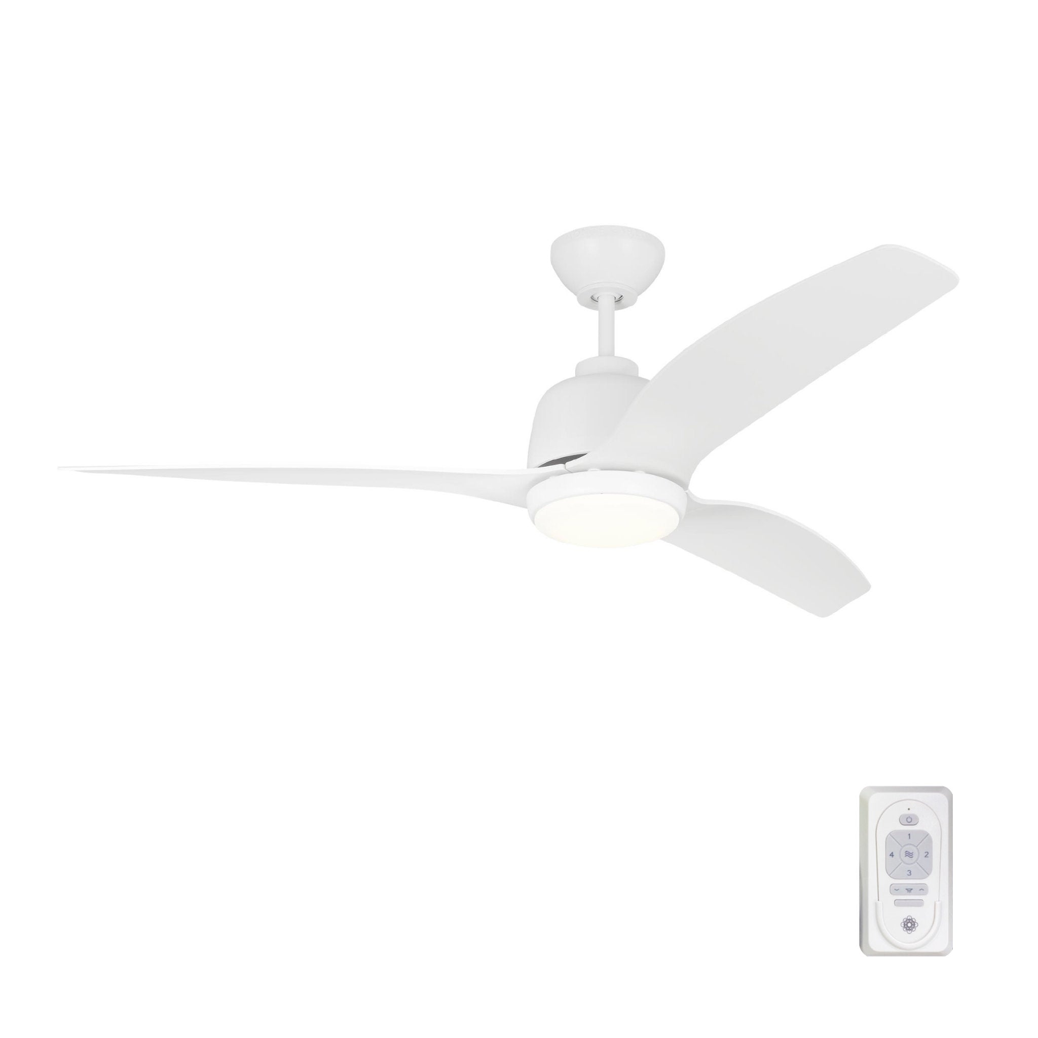 Avila 52" LED Ceiling Fan in Matte White w/ Matte White Blade D:54'' H:16 3/16''