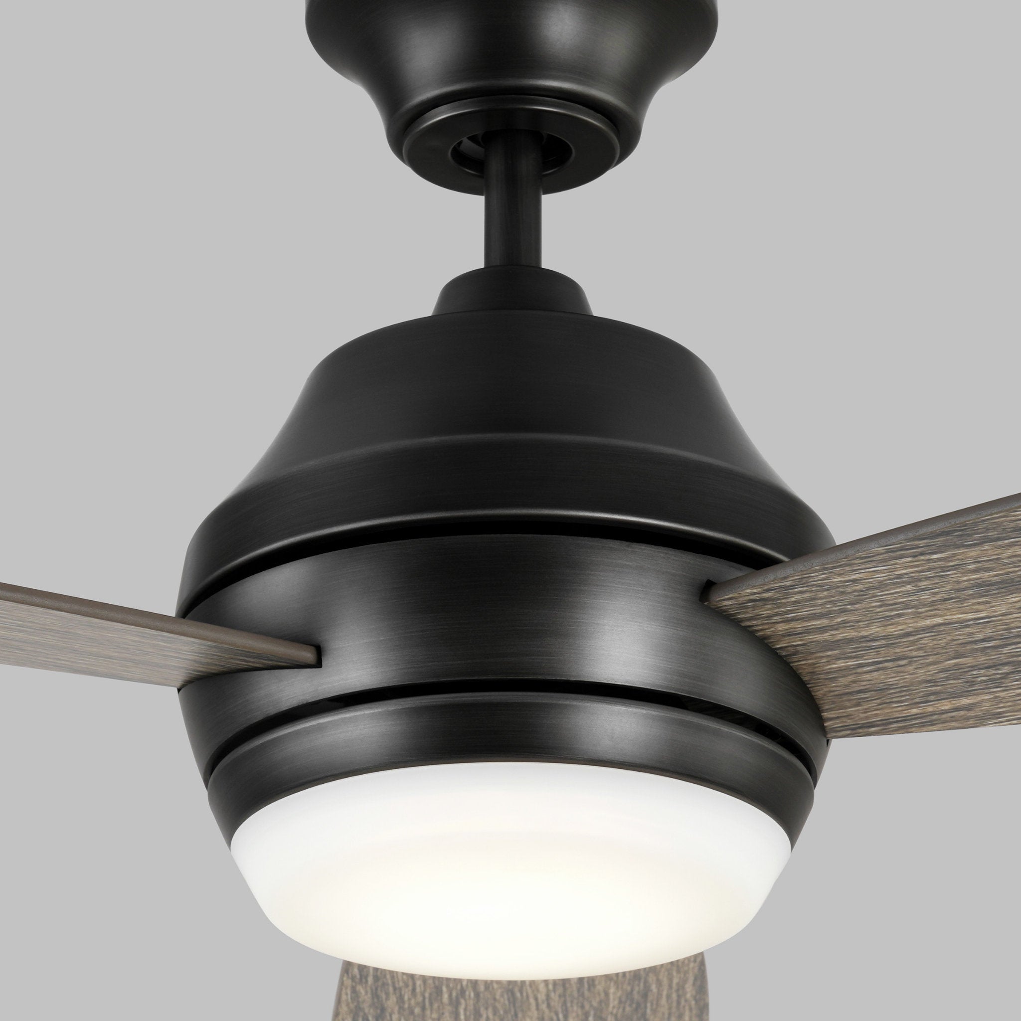 Ikon 52" LED Ceiling Fan in Aged Pewter w/ Light Grey Weathered Oak Blade D:52'' H:14 1/2''