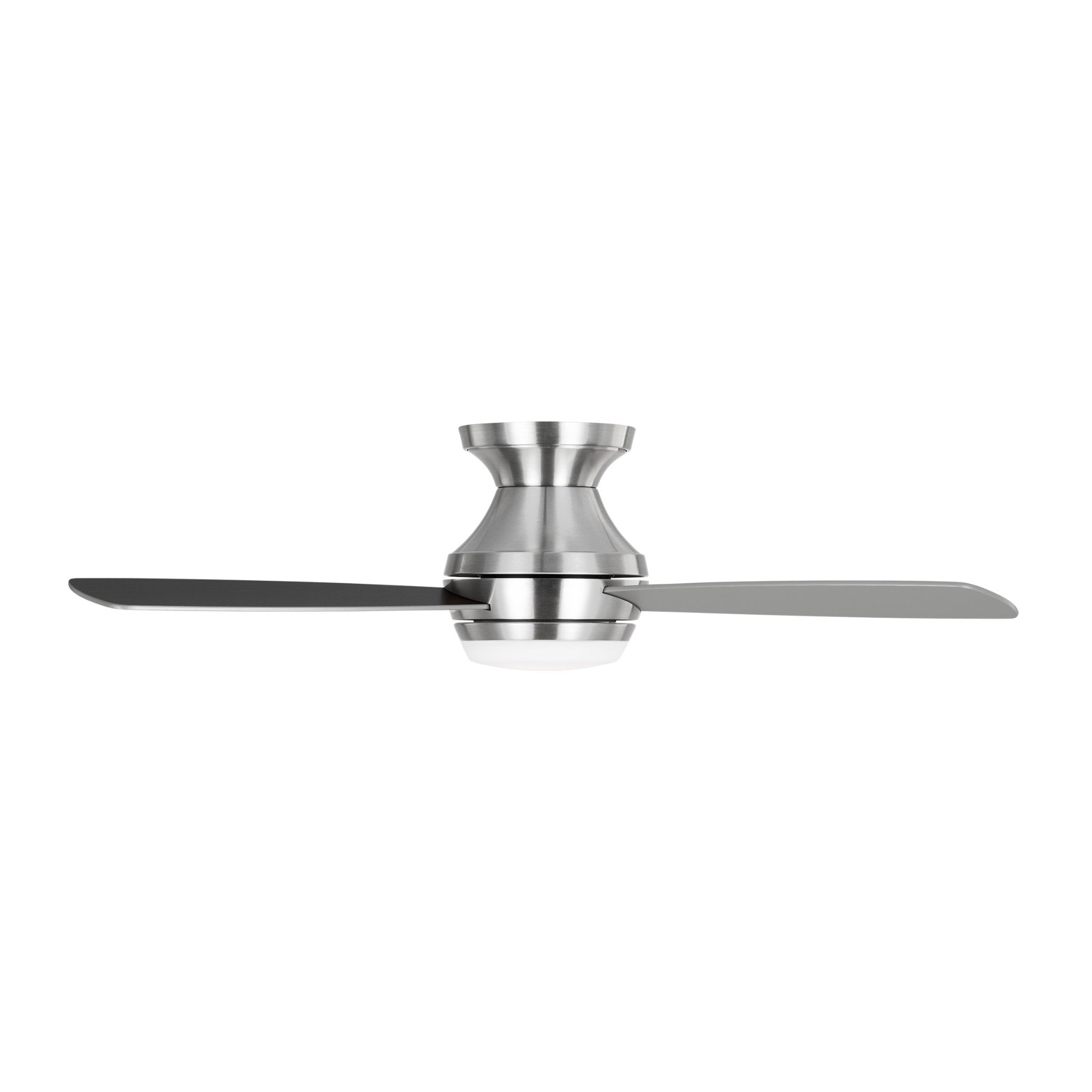 Ikon 44" LED Ceiling Fan in Brushed Steel w/ Silver/American Walnut reversible blades Blade D:44'' H:10 13/16''