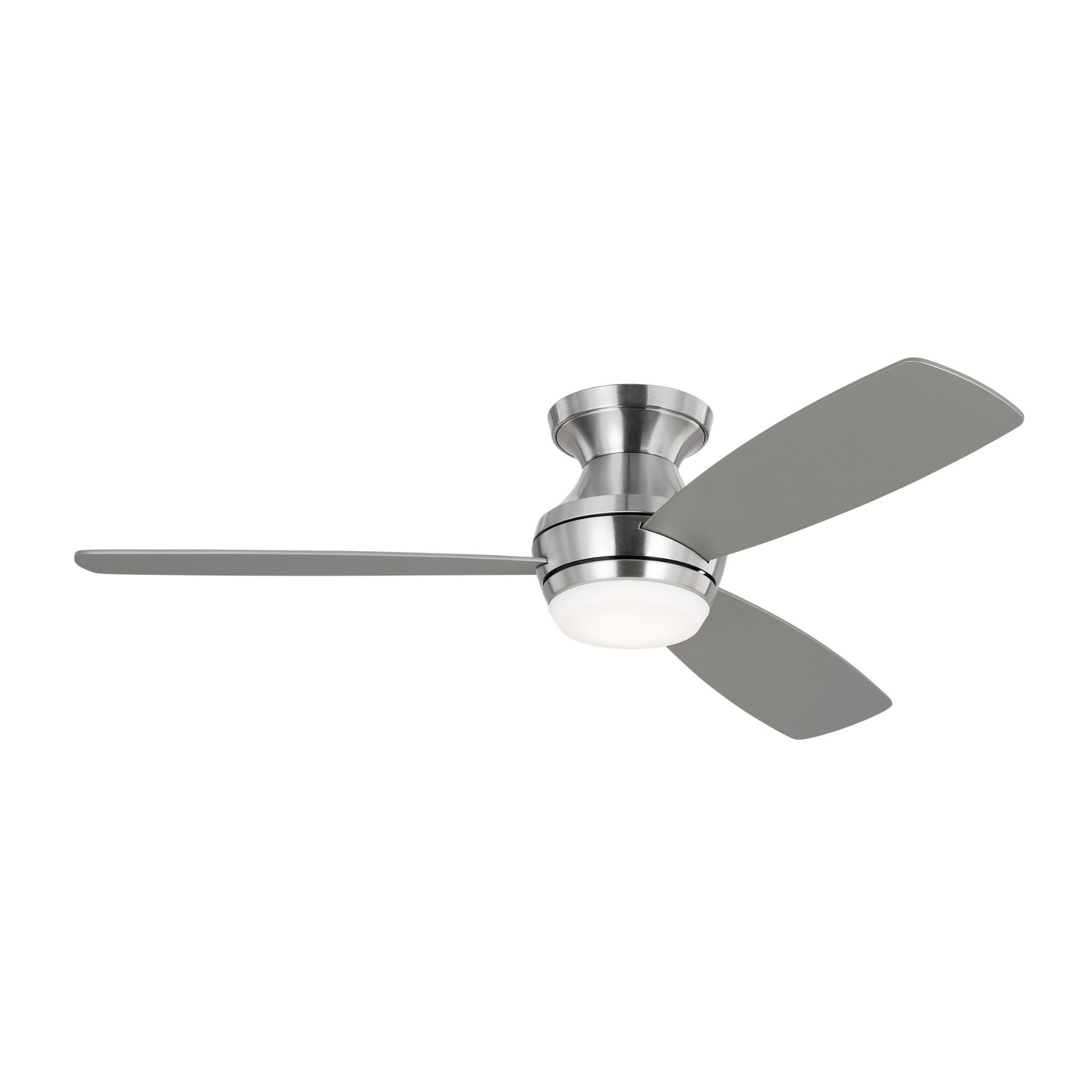 Ikon 52" LED Ceiling Fan in Brushed Steel w/ Silver/American Walnut reversible blades Blade D:52'' H:10 13/16''