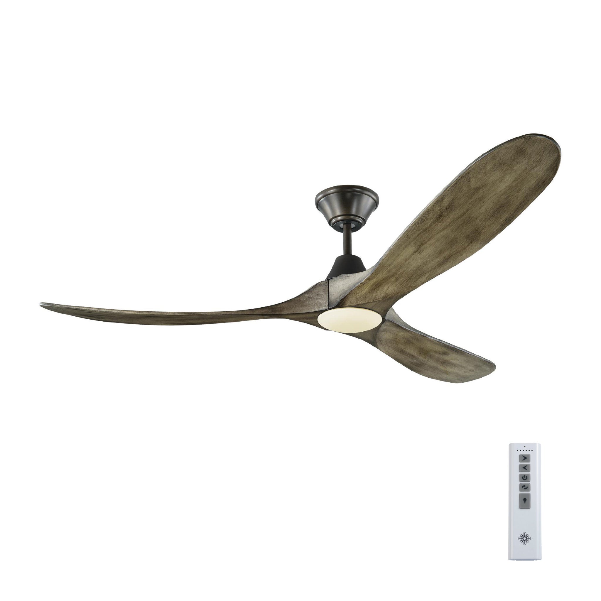 Maverick 60" LED Ceiling Fan in Aged Pewter w/ Light Grey Weathered Oak Blade D:60'' H:13 13/16''