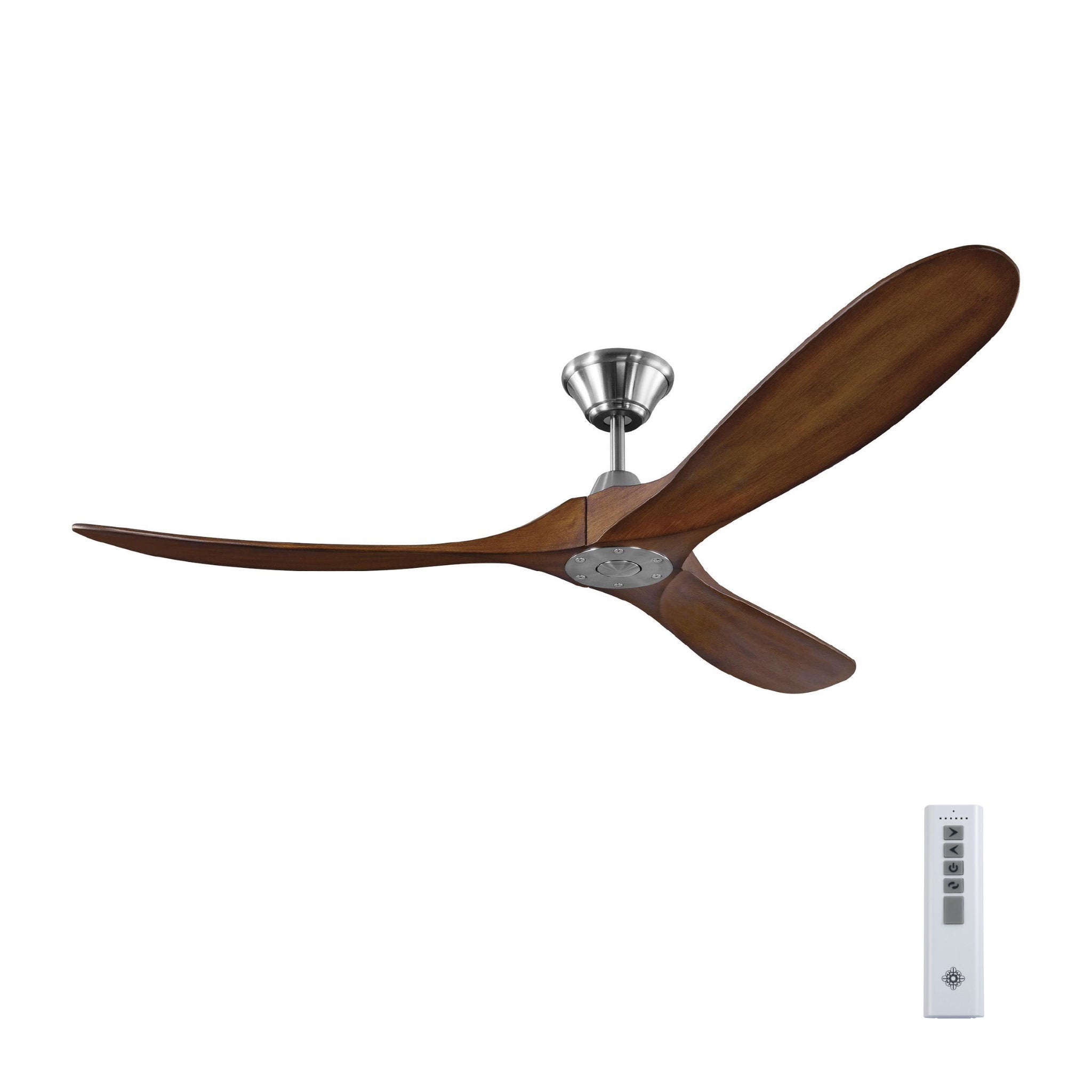 Maverick 60" Ceiling Fan in Brushed Steel w/ Koa Blade D:60'' H:11 11/16''