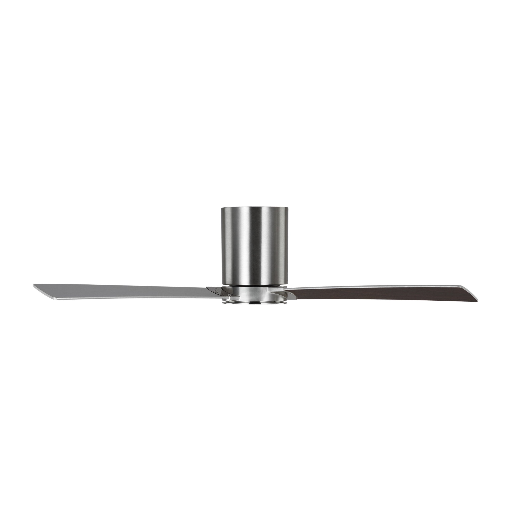 Rozzen 44" Ceiling Fan in Brushed Steel w/ Silver/American Walnut reversible blades Blade D:44'' H:9 5/16''