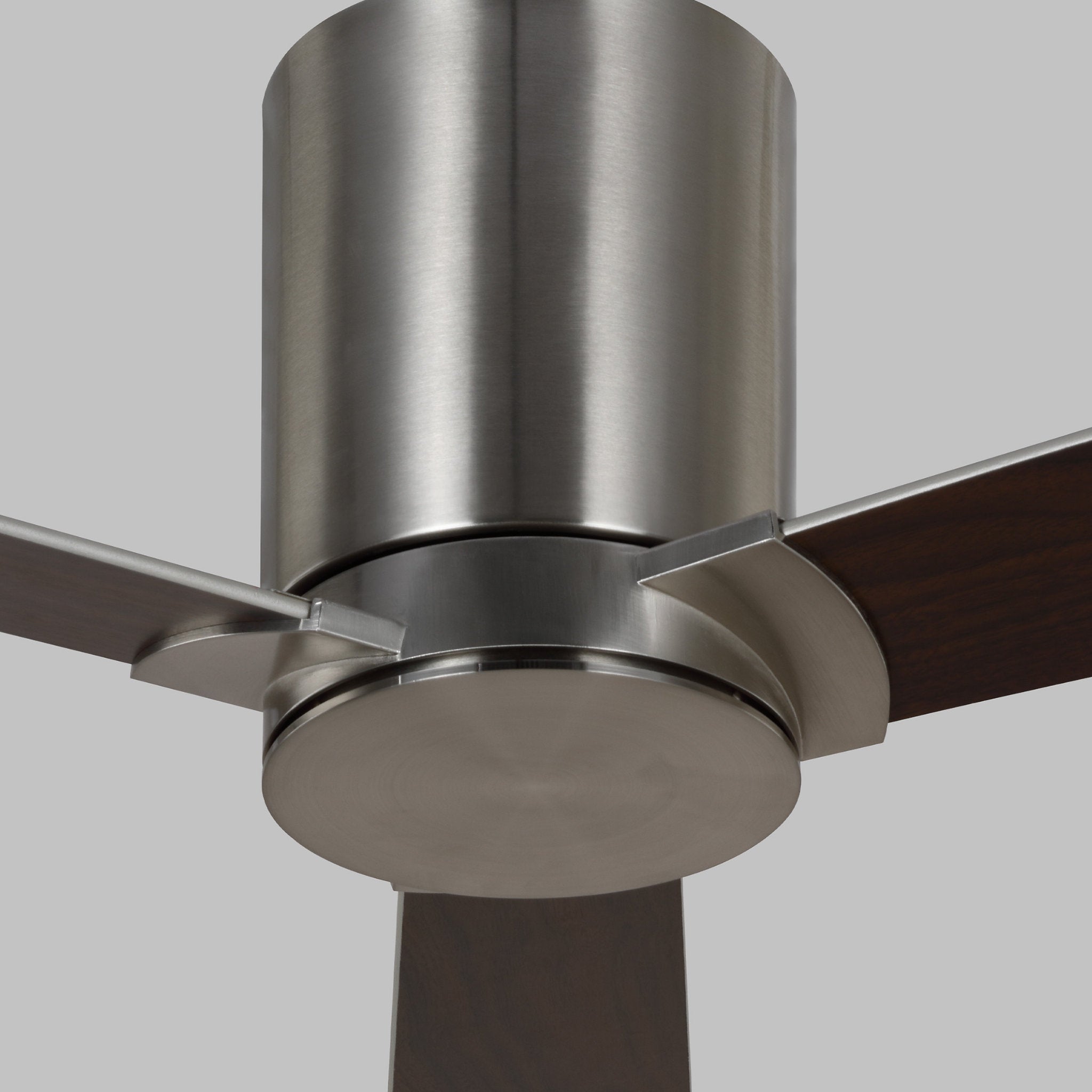 Rozzen 52" Ceiling Fan in Brushed Steel w/ Silver/American Walnut reversible blades Blade D:52'' H:9 5/16''
