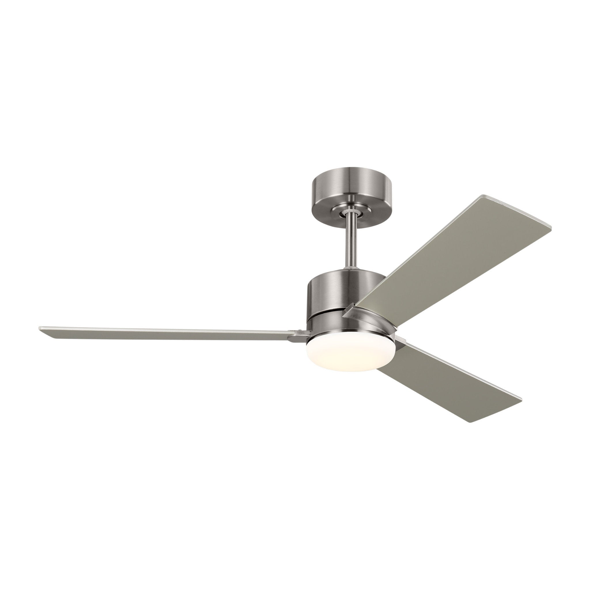 Rozzen 44" Ceiling Fan in Brushed Steel w/ Silver/American Walnut reversible blades Blade D:44'' H:12 19/32''