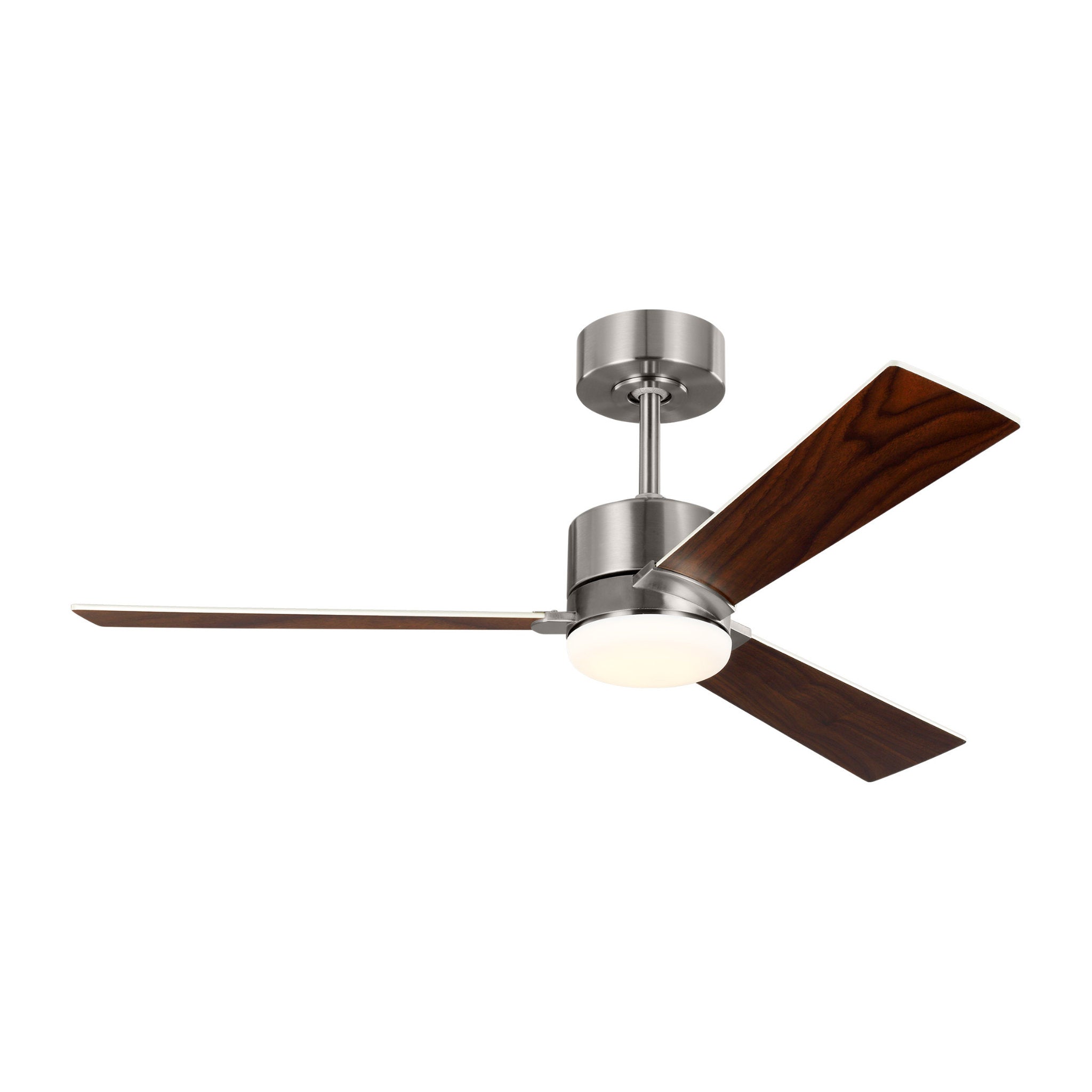 Rozzen 44" Ceiling Fan in Brushed Steel w/ Silver/American Walnut reversible blades Blade D:44'' H:12 19/32''