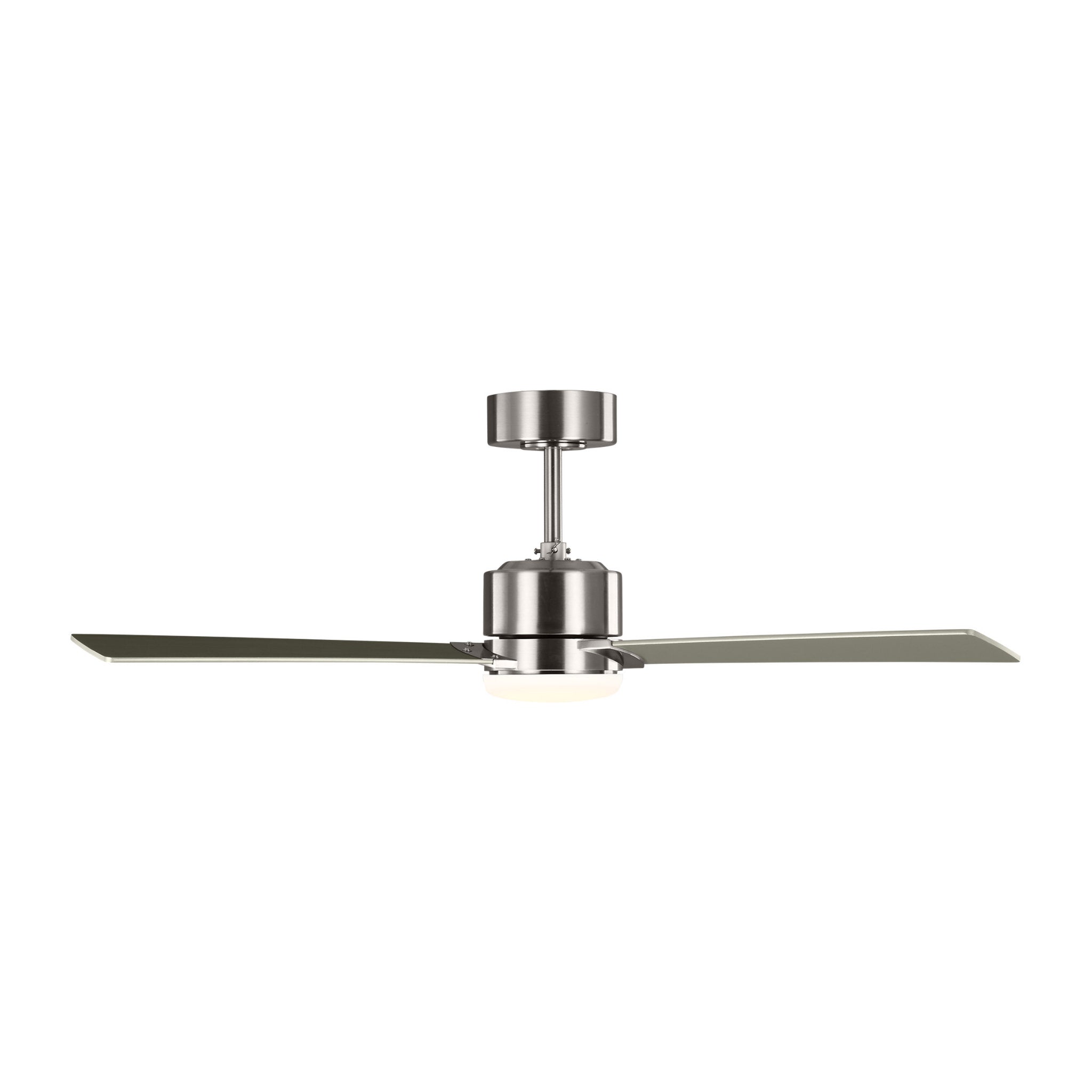 Rozzen 44" Ceiling Fan in Brushed Steel w/ Silver/American Walnut reversible blades Blade D:44'' H:12 19/32''