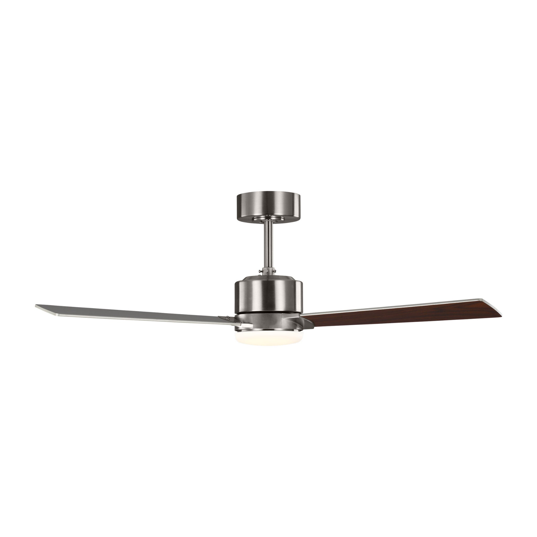 Rozzen 44" Ceiling Fan in Brushed Steel w/ Silver/American Walnut reversible blades Blade D:44'' H:12 19/32''