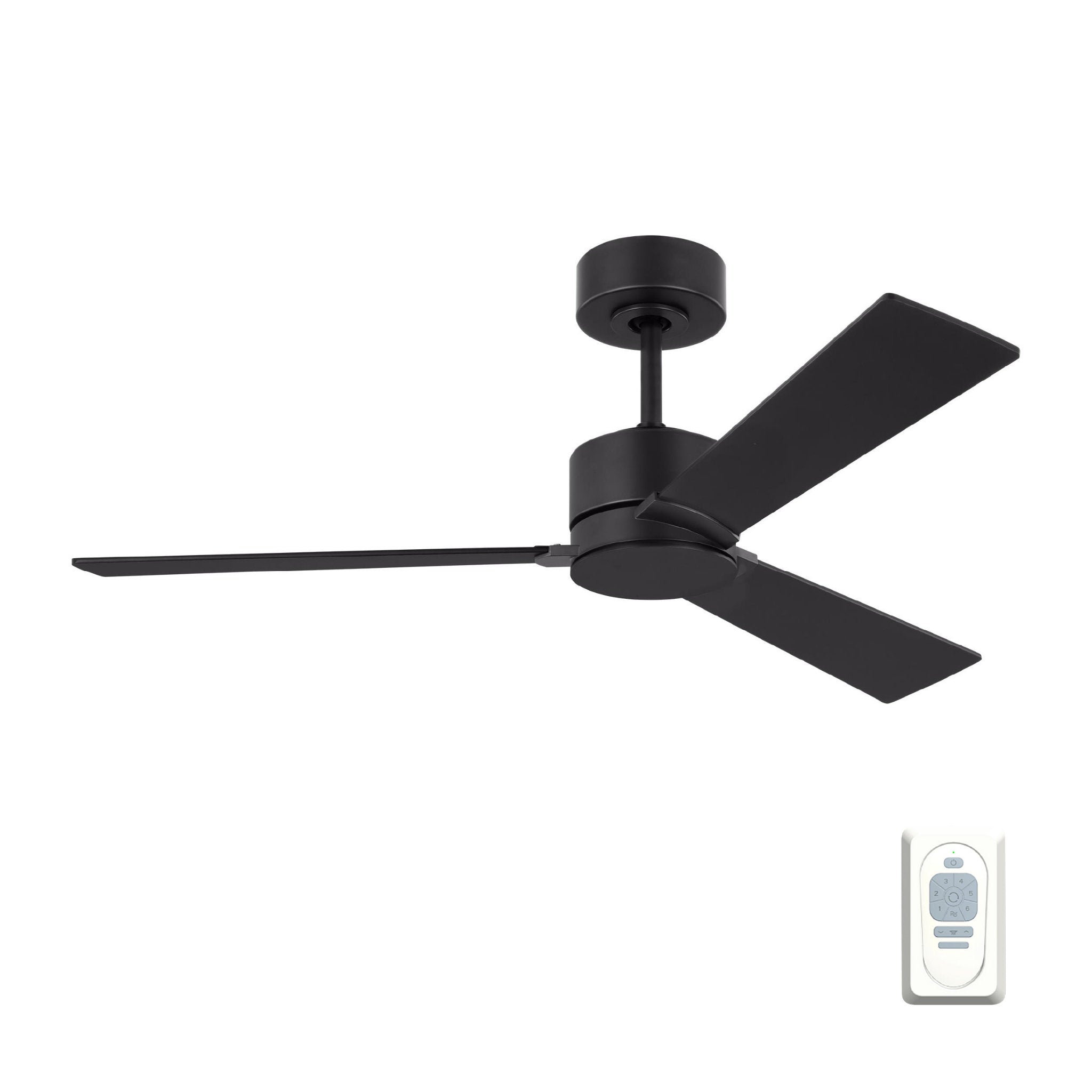 Rozzen 44" Ceiling Fan in Midnight Black w/ Midnight Black/American Walnut reversible blades Blade D:44'' H:12 19/32''