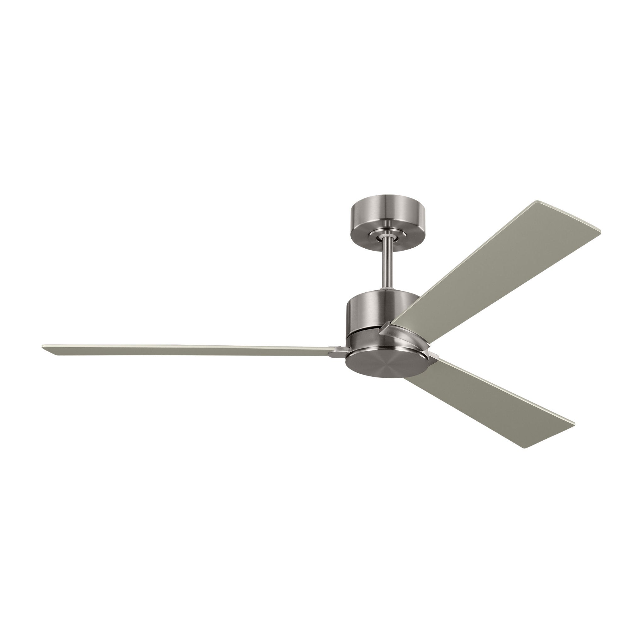 Rozzen 52" Ceiling Fan in Brushed Steel w/ Silver/American Walnut reversible blades Blade D:52'' H:12 19/32''