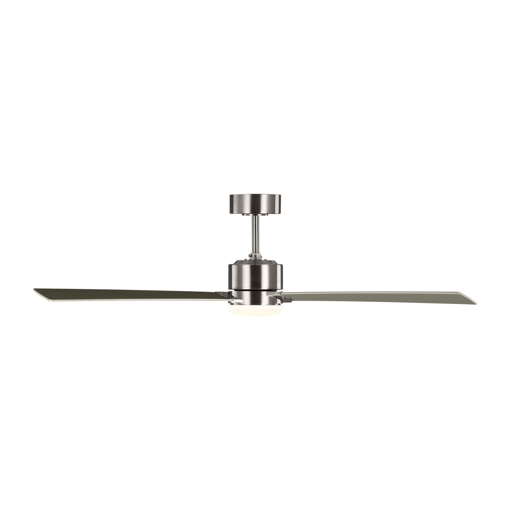 Rozzen 52" Ceiling Fan in Brushed Steel w/ Silver/American Walnut reversible blades Blade D:52'' H:12 19/32''