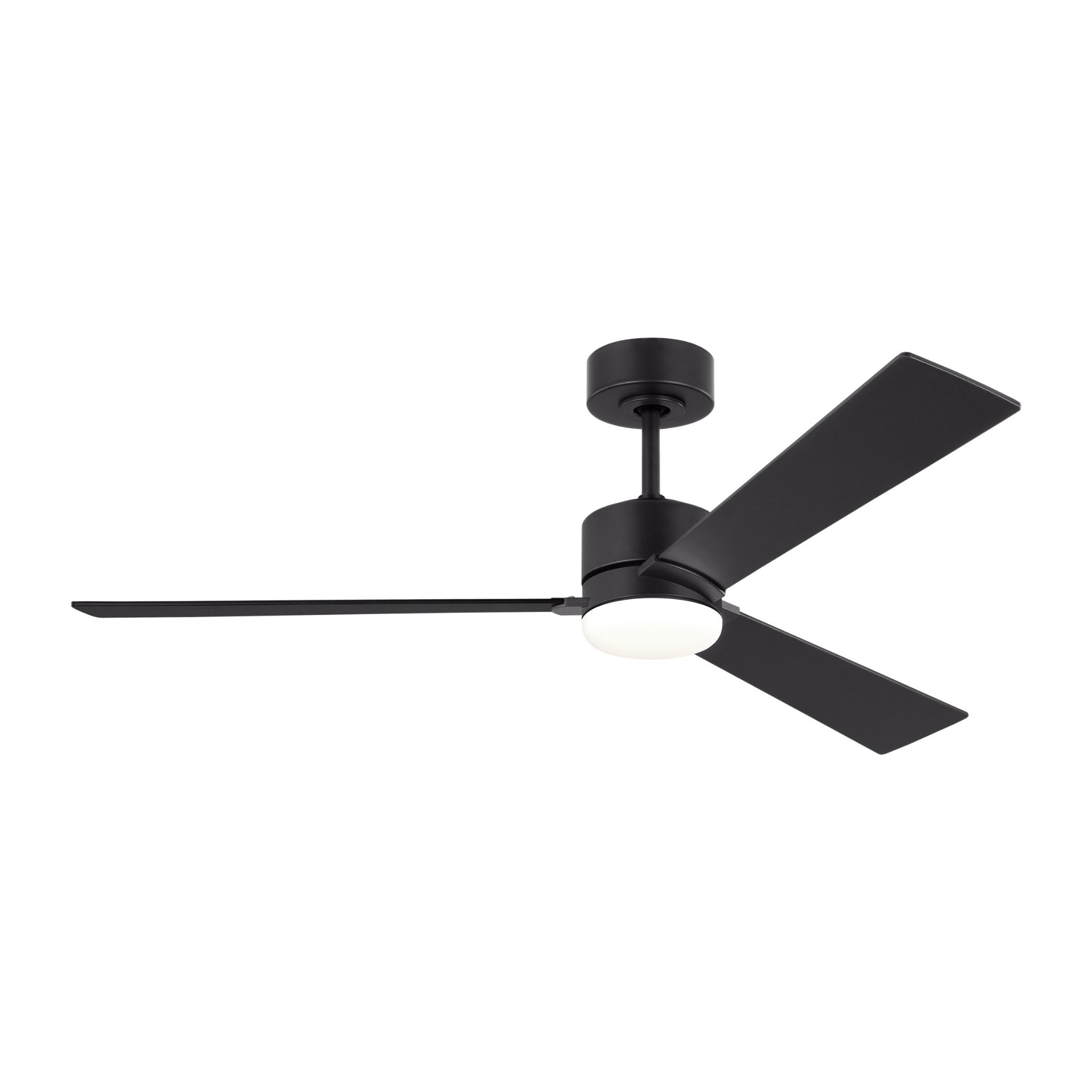 Rozzen 52" Ceiling Fan in Midnight Black w/ Midnight Black/American Walnut reversible blades Blade D:52'' H:12 19/32''