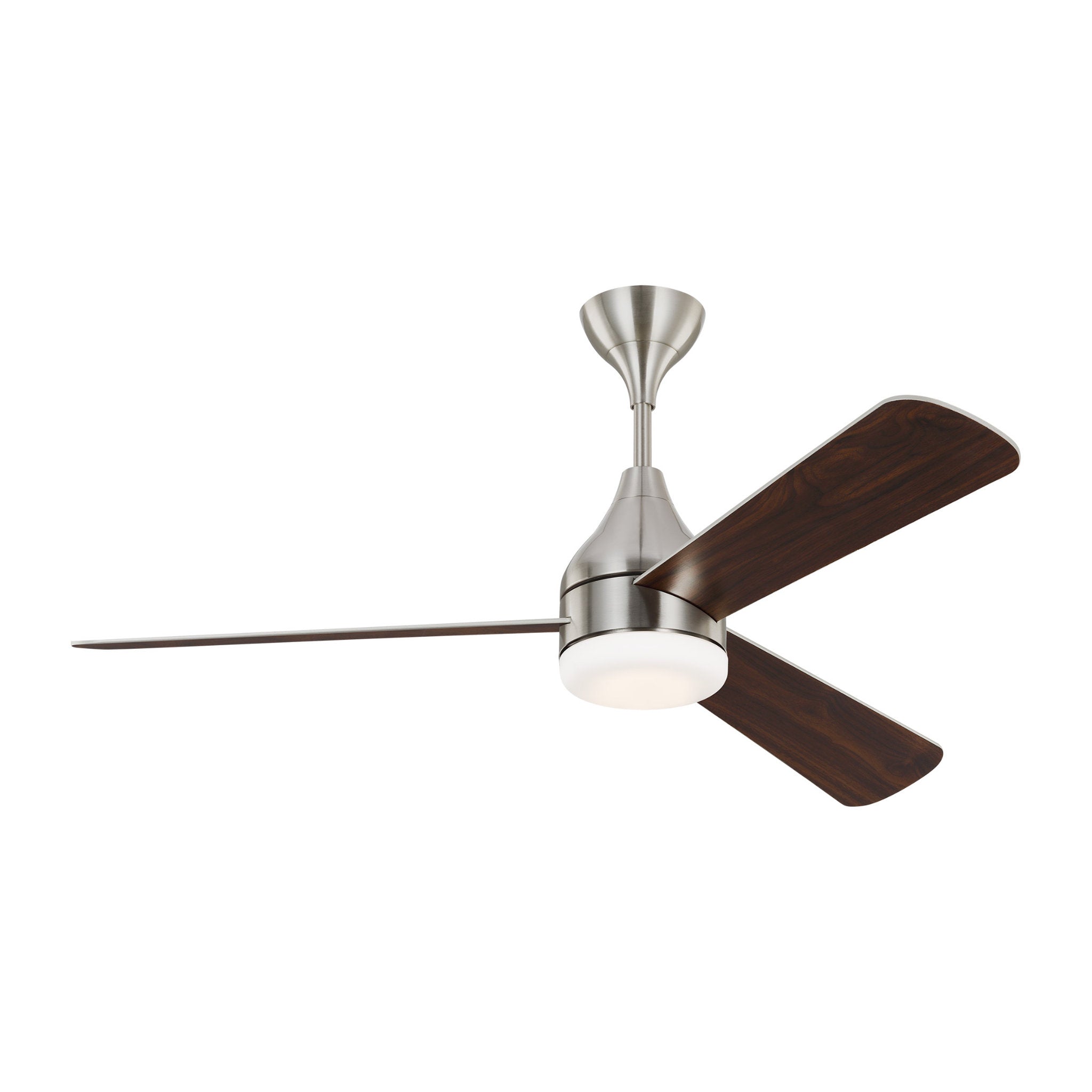 Barbara Barry Streaming 52" LED Ceiling Fan in Brushed Steel w/ Silver/American Walnut reversible blades Blade D:52'' H:17 29/32''