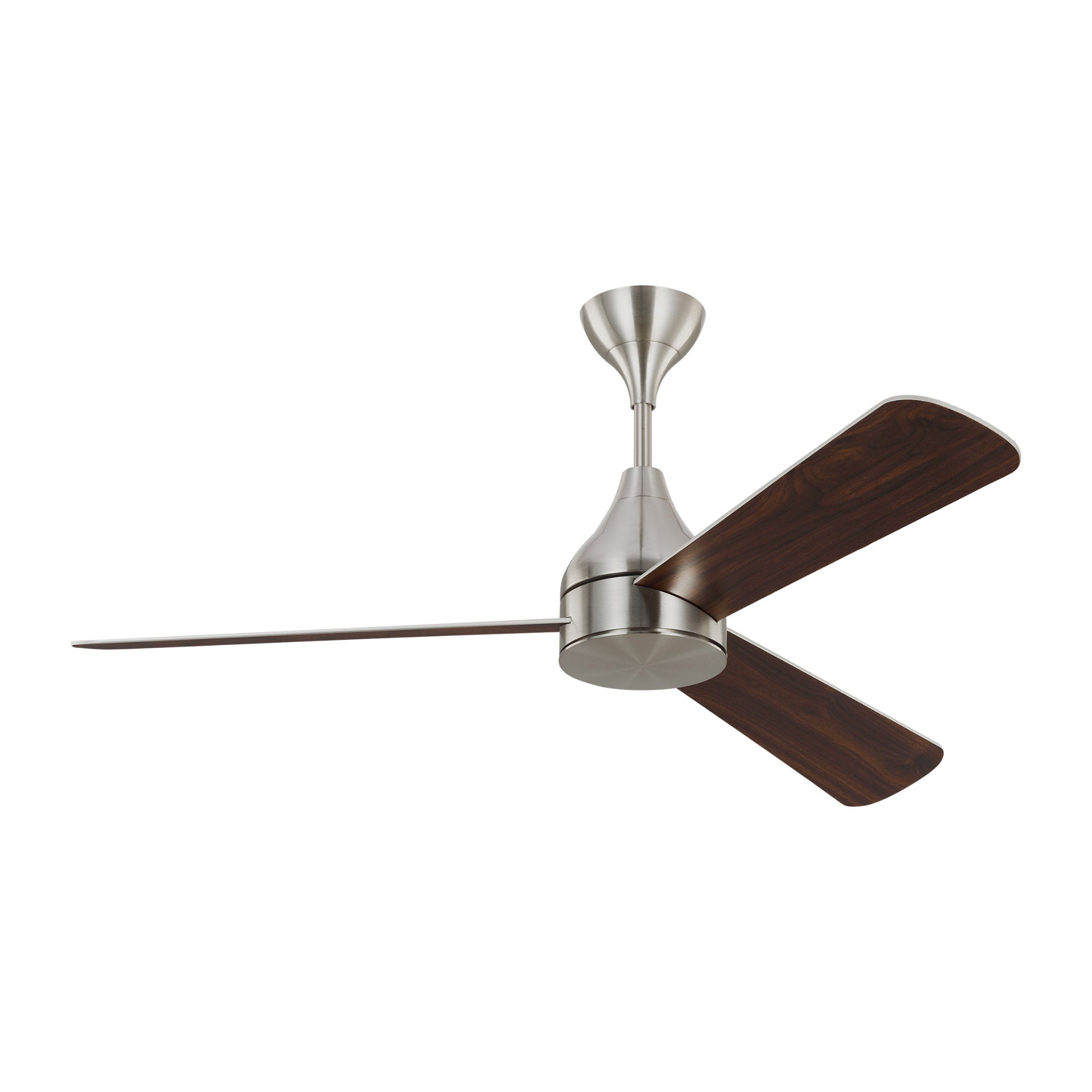 Barbara Barry Streaming 52" LED Ceiling Fan in Brushed Steel w/ Silver/American Walnut reversible blades Blade D:52'' H:17 29/32''