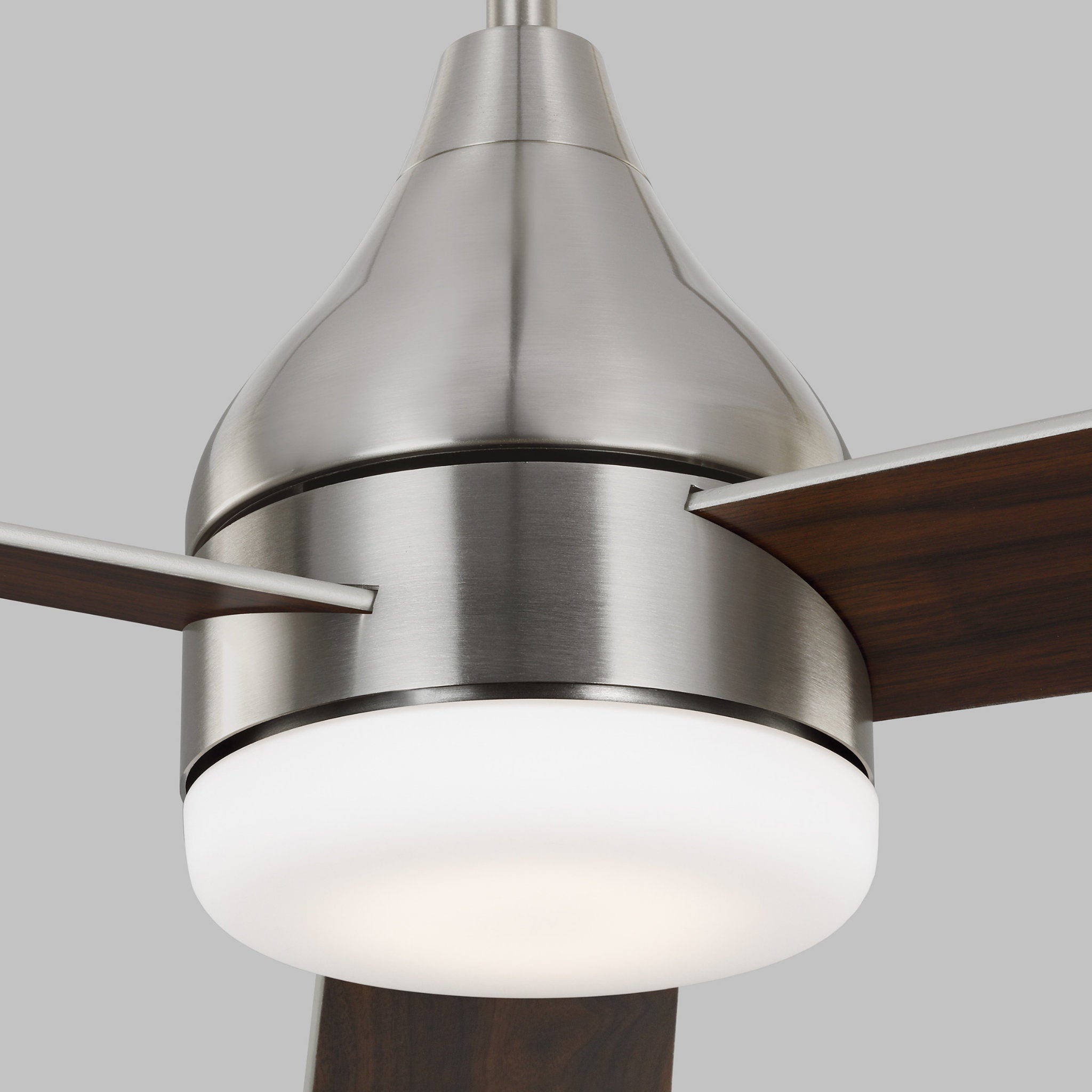 Barbara Barry Streaming 52" LED Ceiling Fan in Brushed Steel w/ Silver/American Walnut reversible blades Blade D:52'' H:17 29/32''