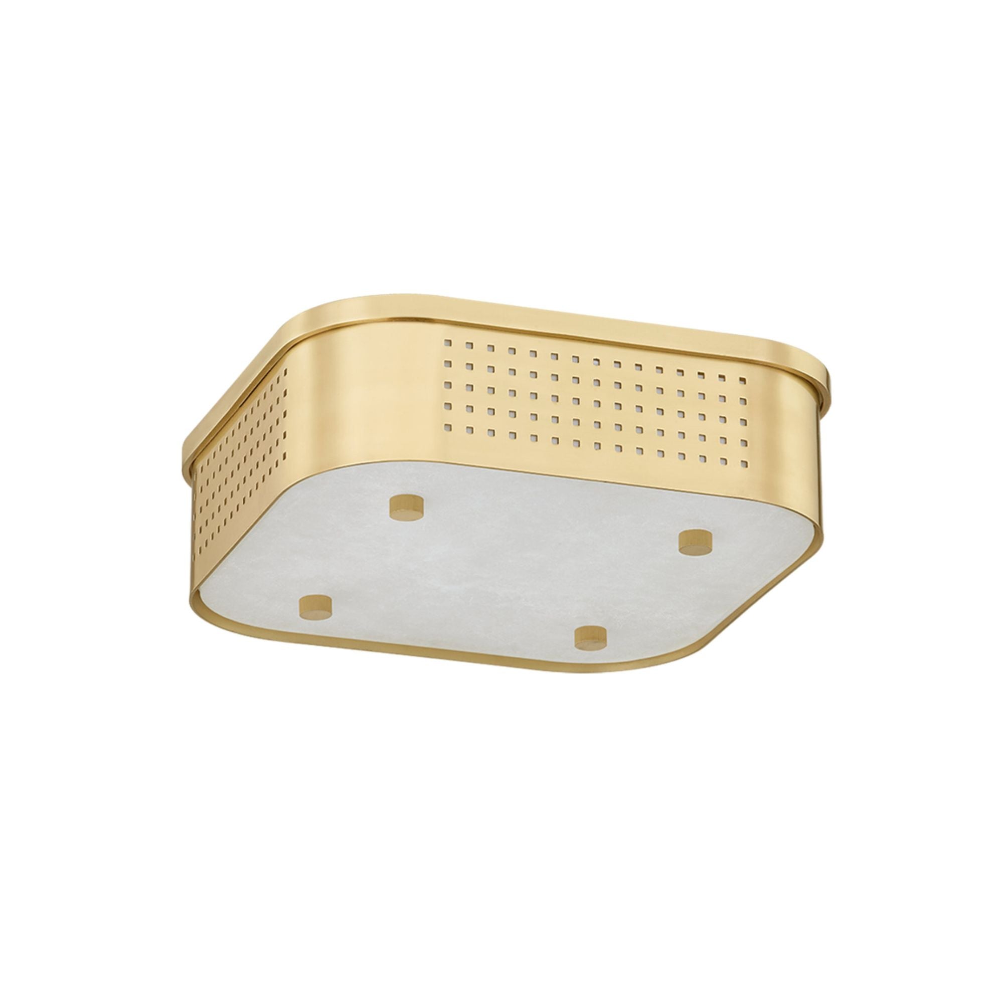 Madison Square 1-Light Flush Mount in Aged Brass 13.25L x 13.25W x 4.25H