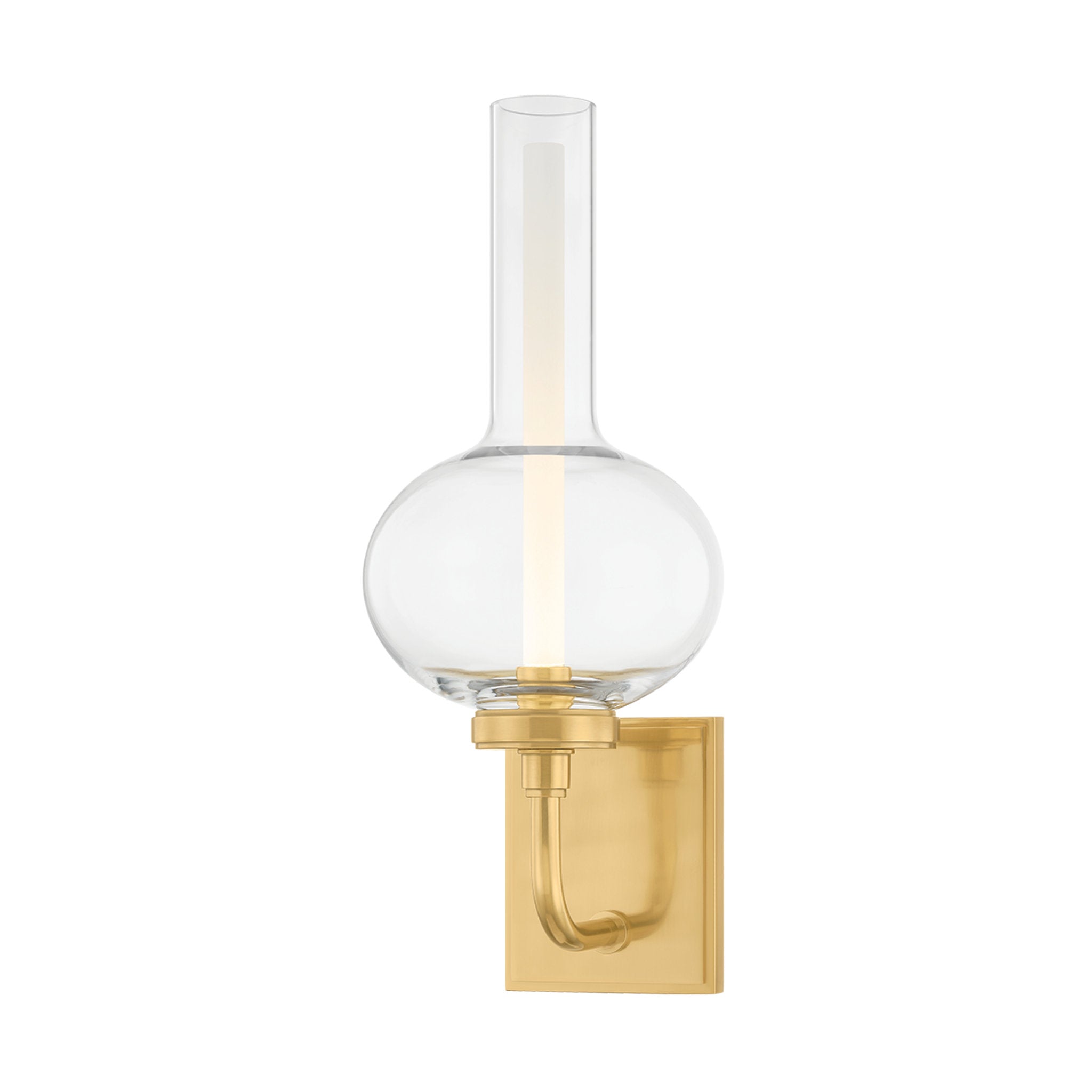Rossman 1-Light Wall Sconce in Aged Brass 6.75W x 16.5H