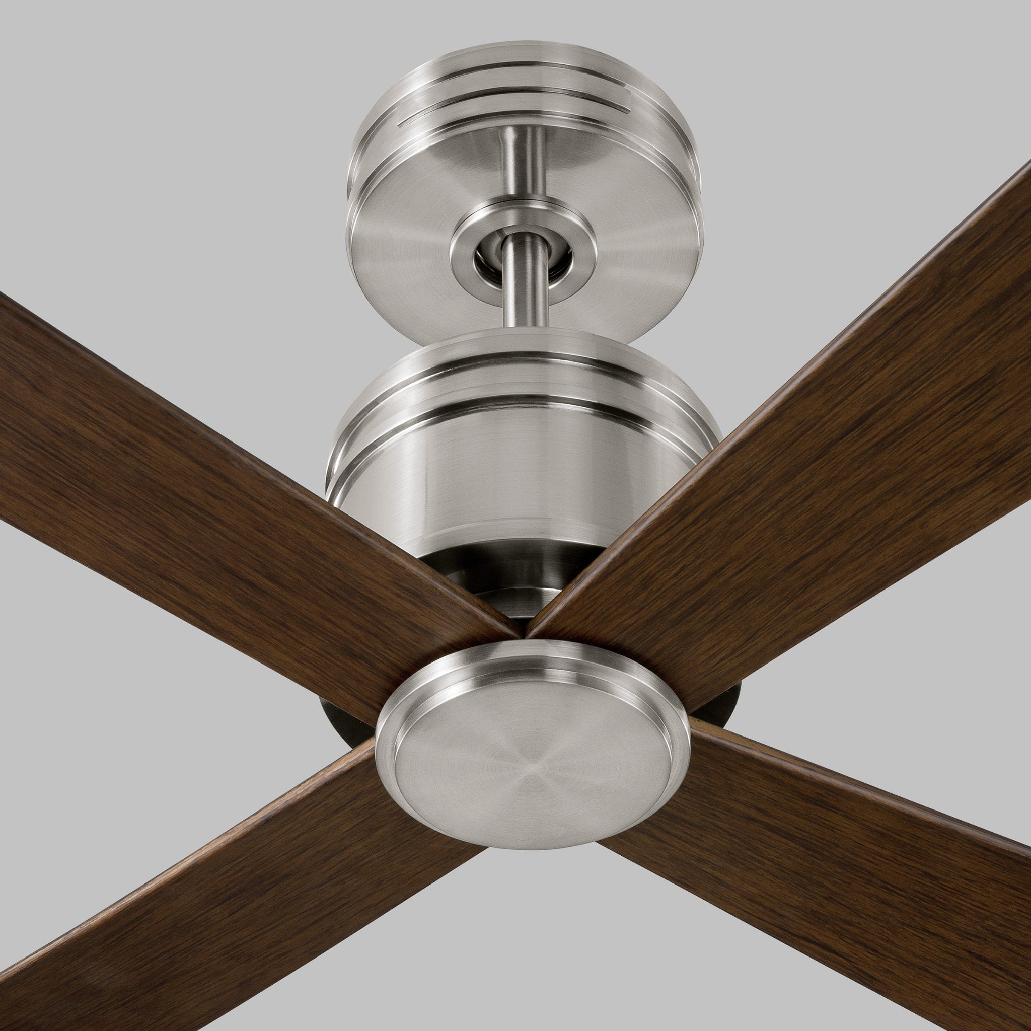 Launceton 56" Ceiling Fan in Brushed Steel w/ Walnut ABS Blade D:56'' H:14''